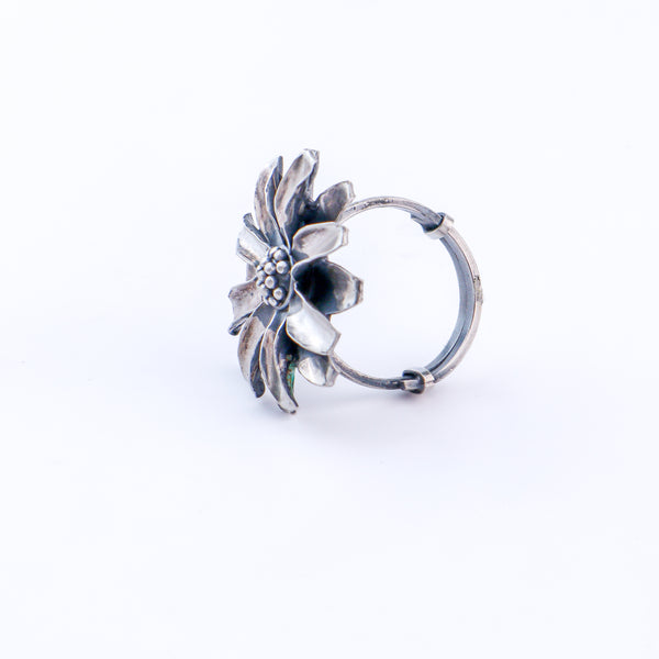 Silver Soorajmukhi (Flower Motif) Ring