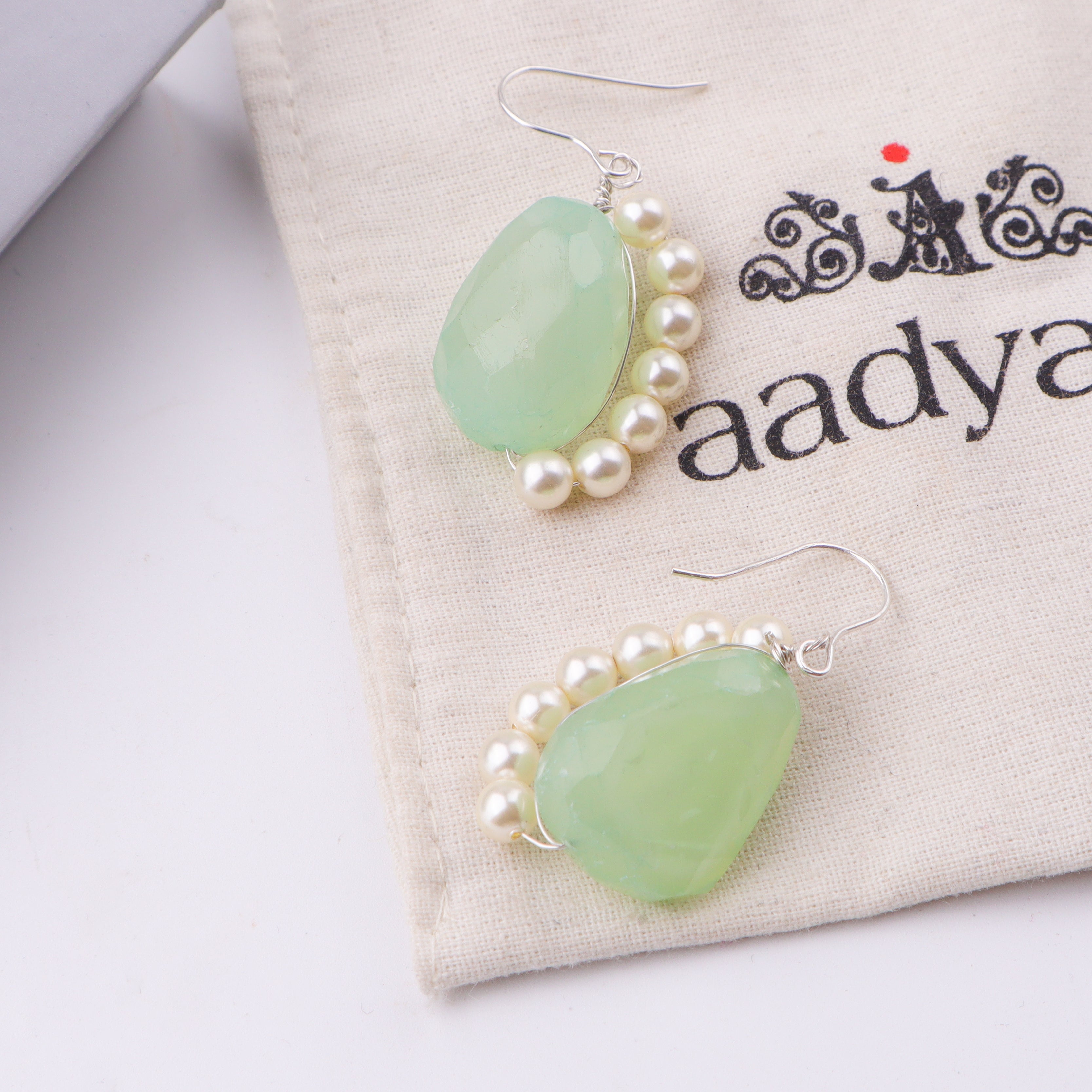 Silver Earrings with Semi-Precious Stones & Pearls (Project Handmade)
