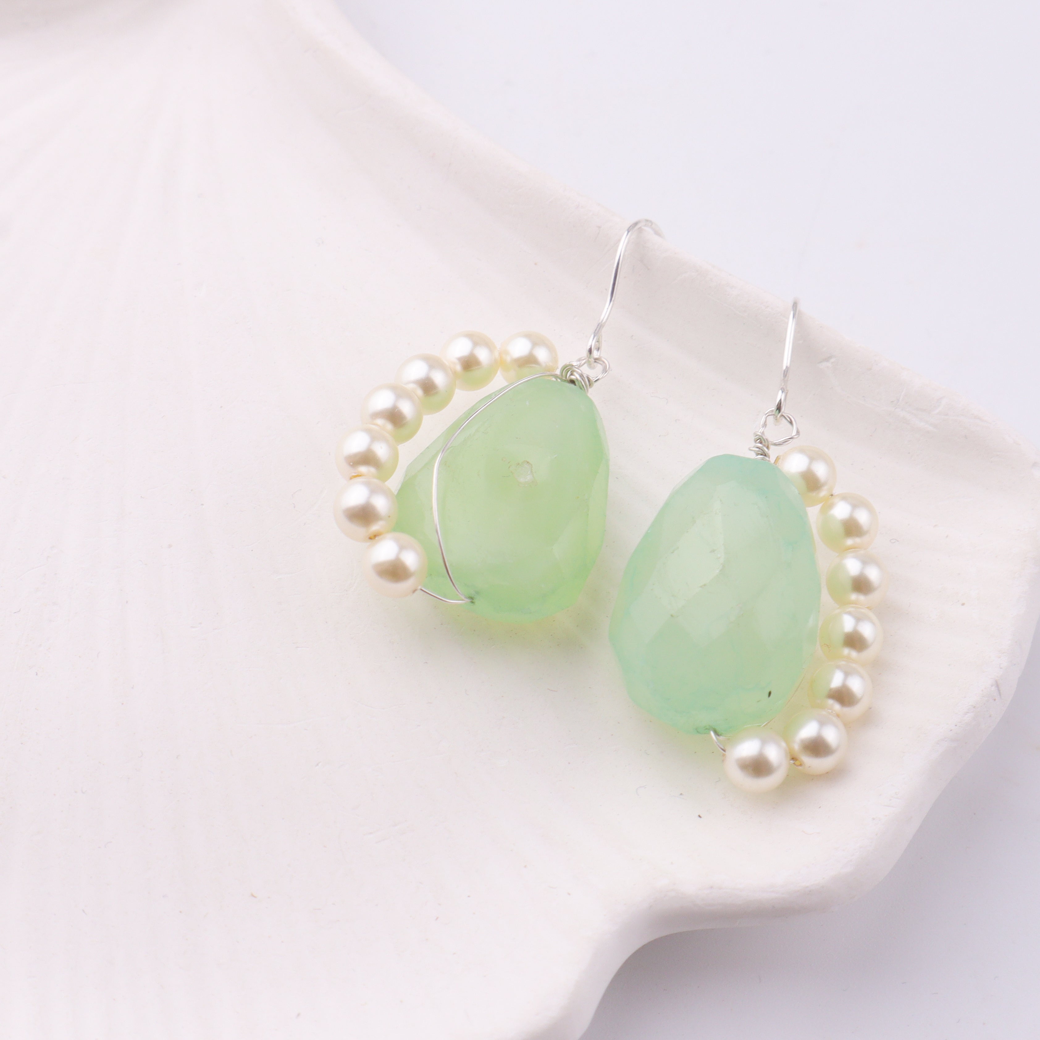 Silver Earrings with Semi-Precious Stones & Pearls (Project Handmade)