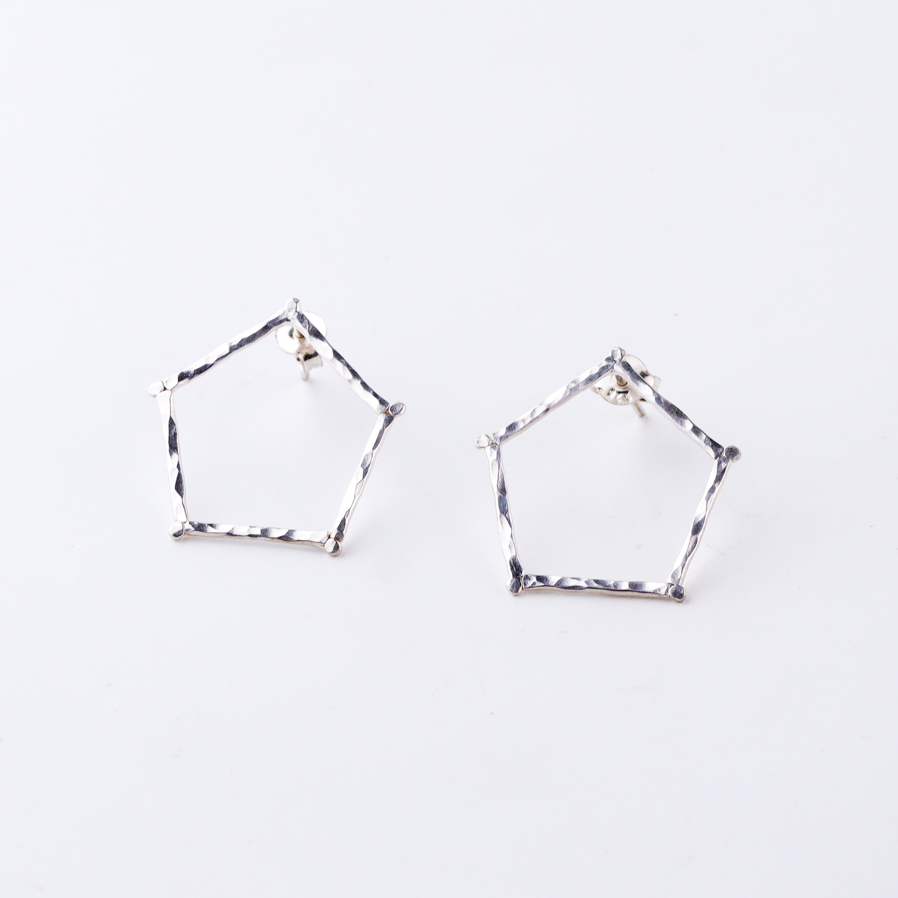 Handmade Pentagon Earring (Hammered)