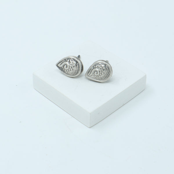 Silver Drop Nakshi Stud| 92.5 Silver