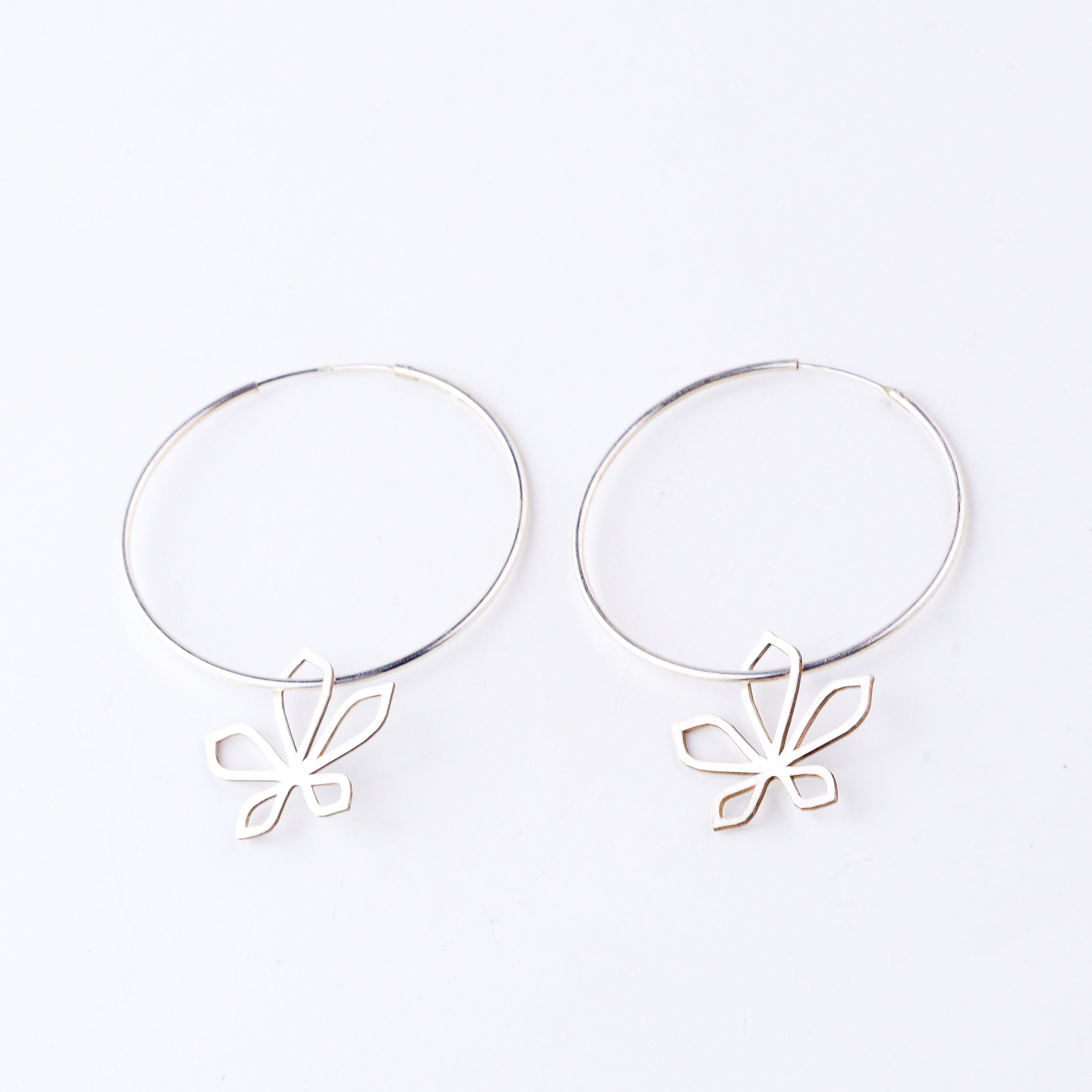 Silver Sadafuli Silhouette Hoops