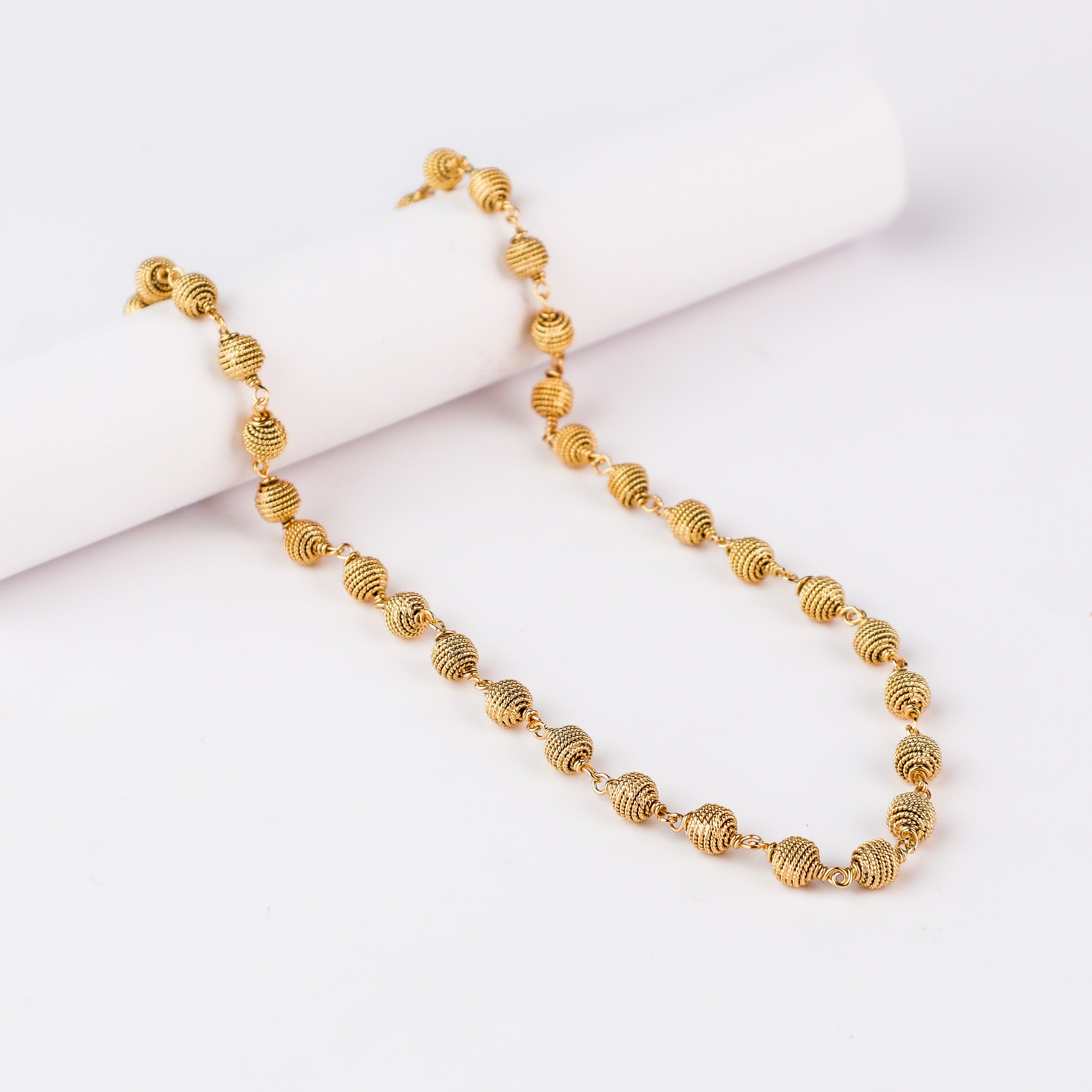 Silver Bead Ganthan Necklace | 92.5 Silver | 22K Gold Plated