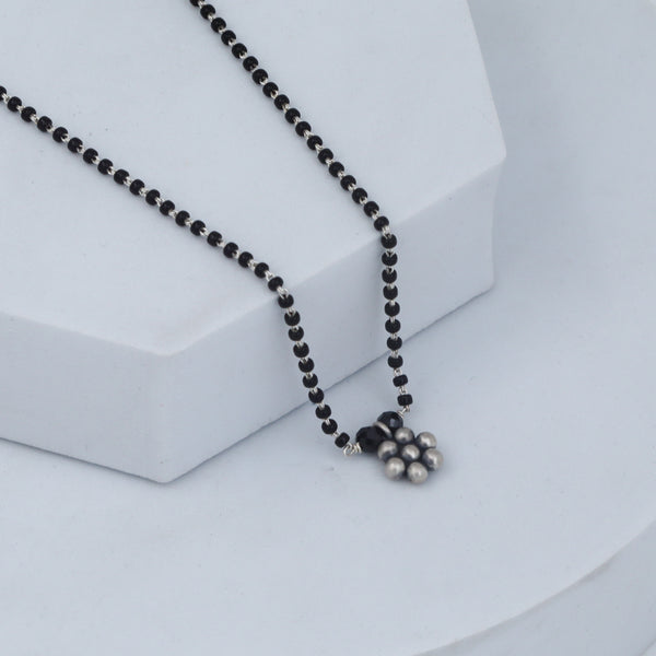 Handcrafted silver kudi charm mangalsutra polished finish