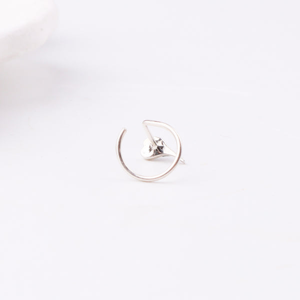 Peepal Leaf Nose pin ( Pierced ) - Silver oxidised