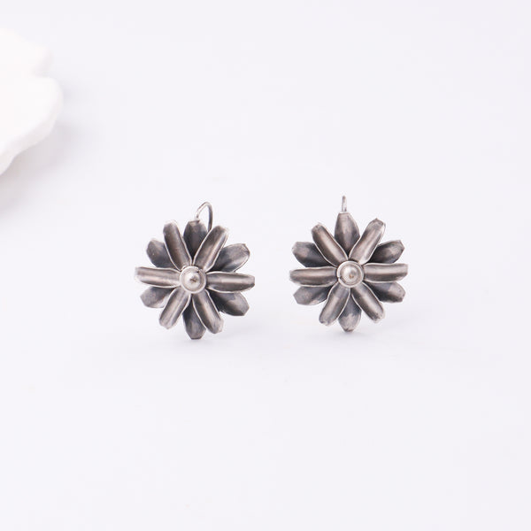 Mini Silver Soorajmukhi (Flower Motif) Earrings