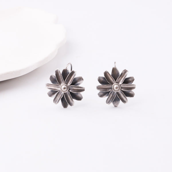 Mini Silver Soorajmukhi (Flower Motif) Earrings