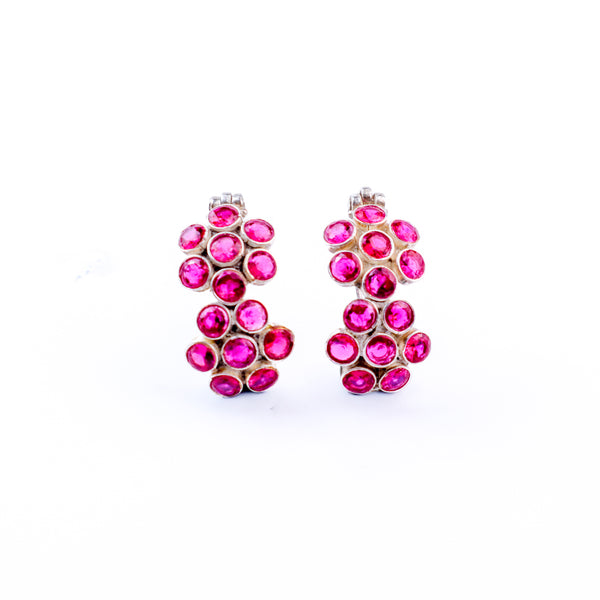 Pink Flower Hoops