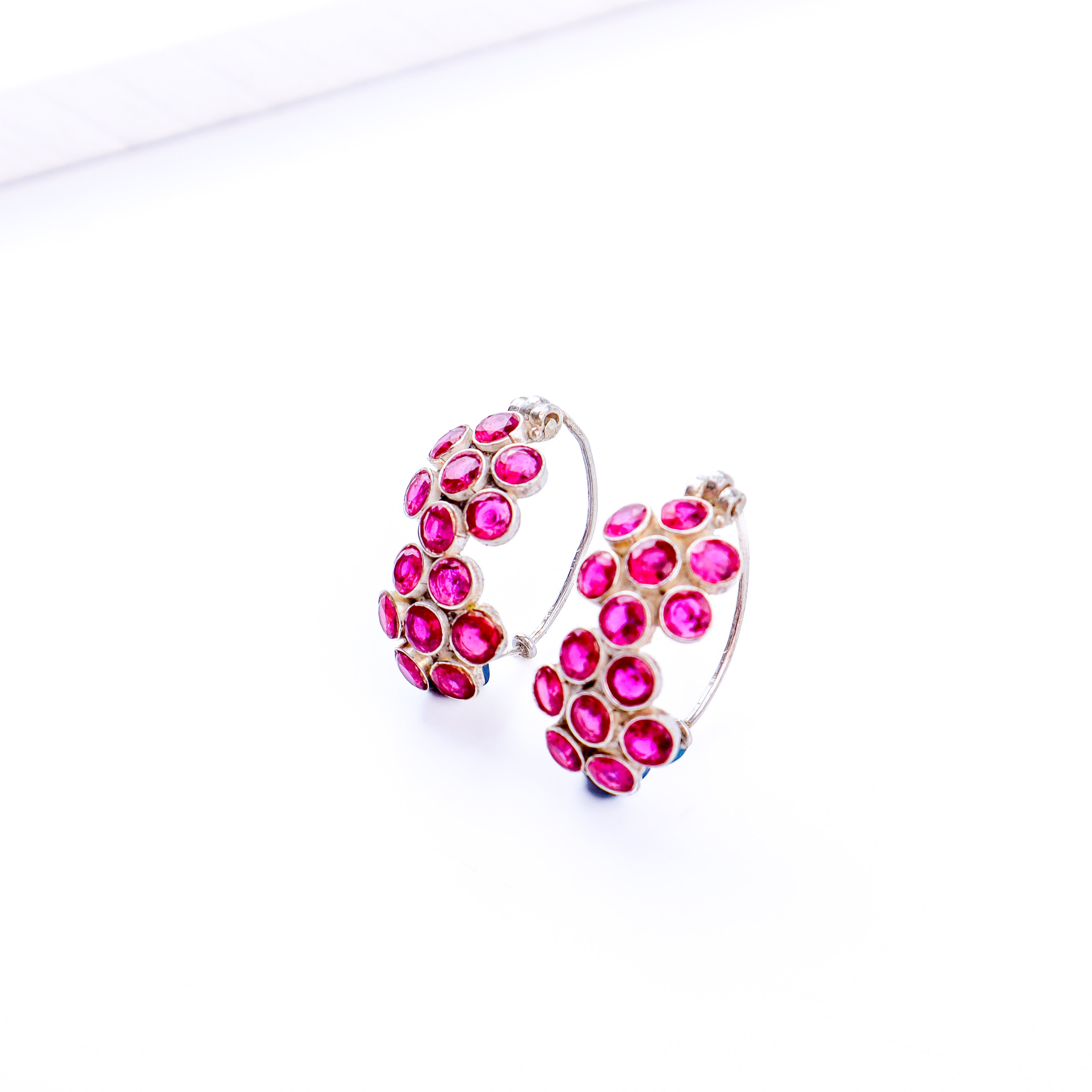Pink Flower Hoops