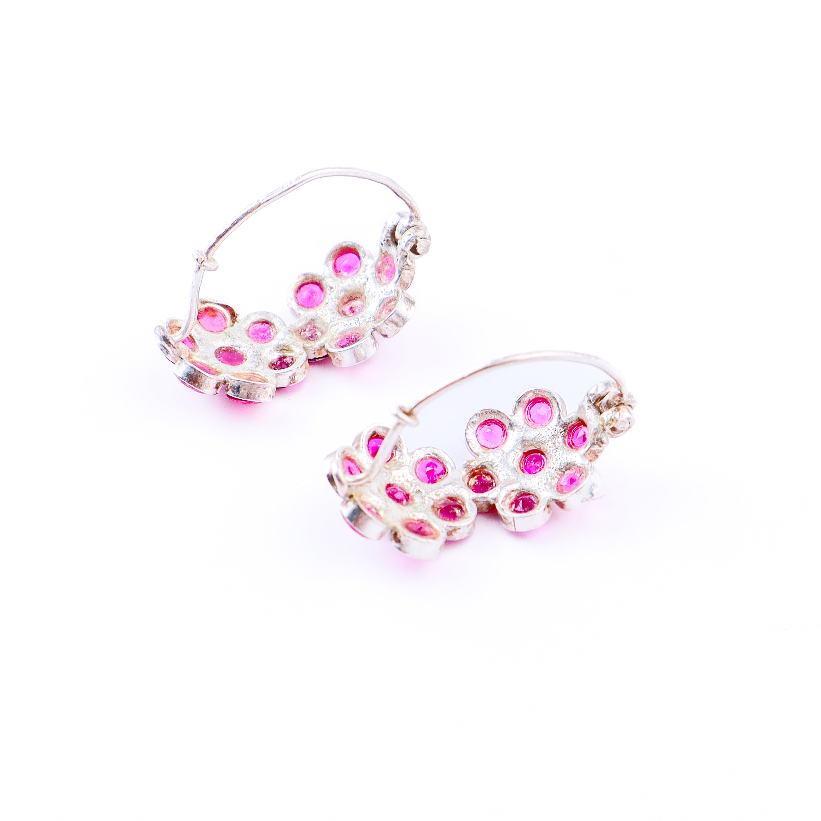 Pink Flower Hoops