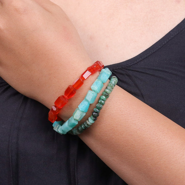 Carnelian, Amazonite & Opal Silver Bracelet (Project Handmade)