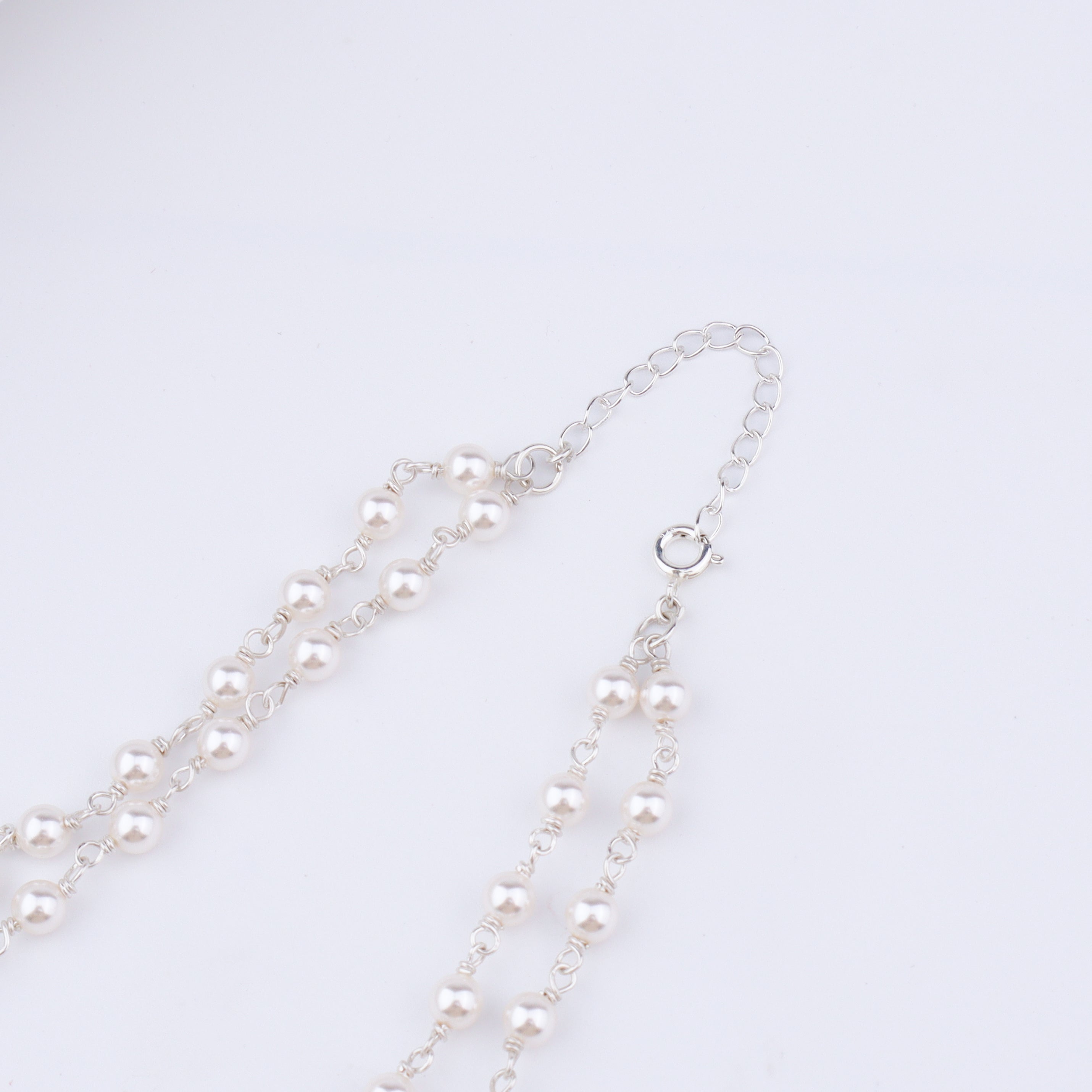 Silver Double Layered Pearl Ganthan Necklace
