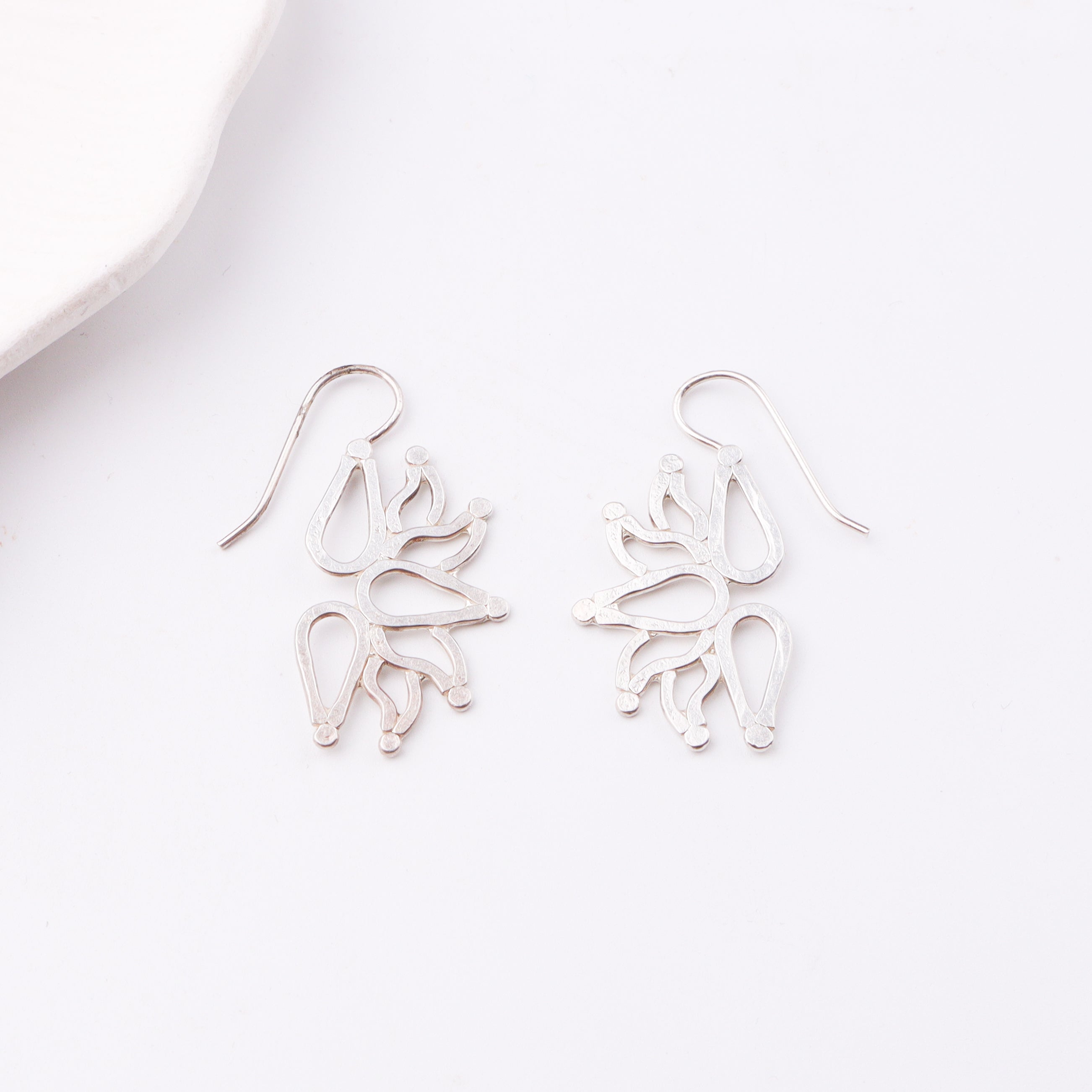 Mini Saroj ( Lotus ) Hammered Earring