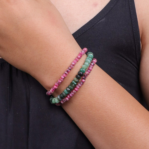 Pink Jade & Opal Silver Bracelet (Project Handmade)