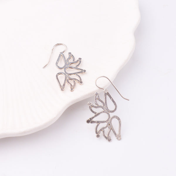 Mini Saroj ( Lotus ) Hammered Earring