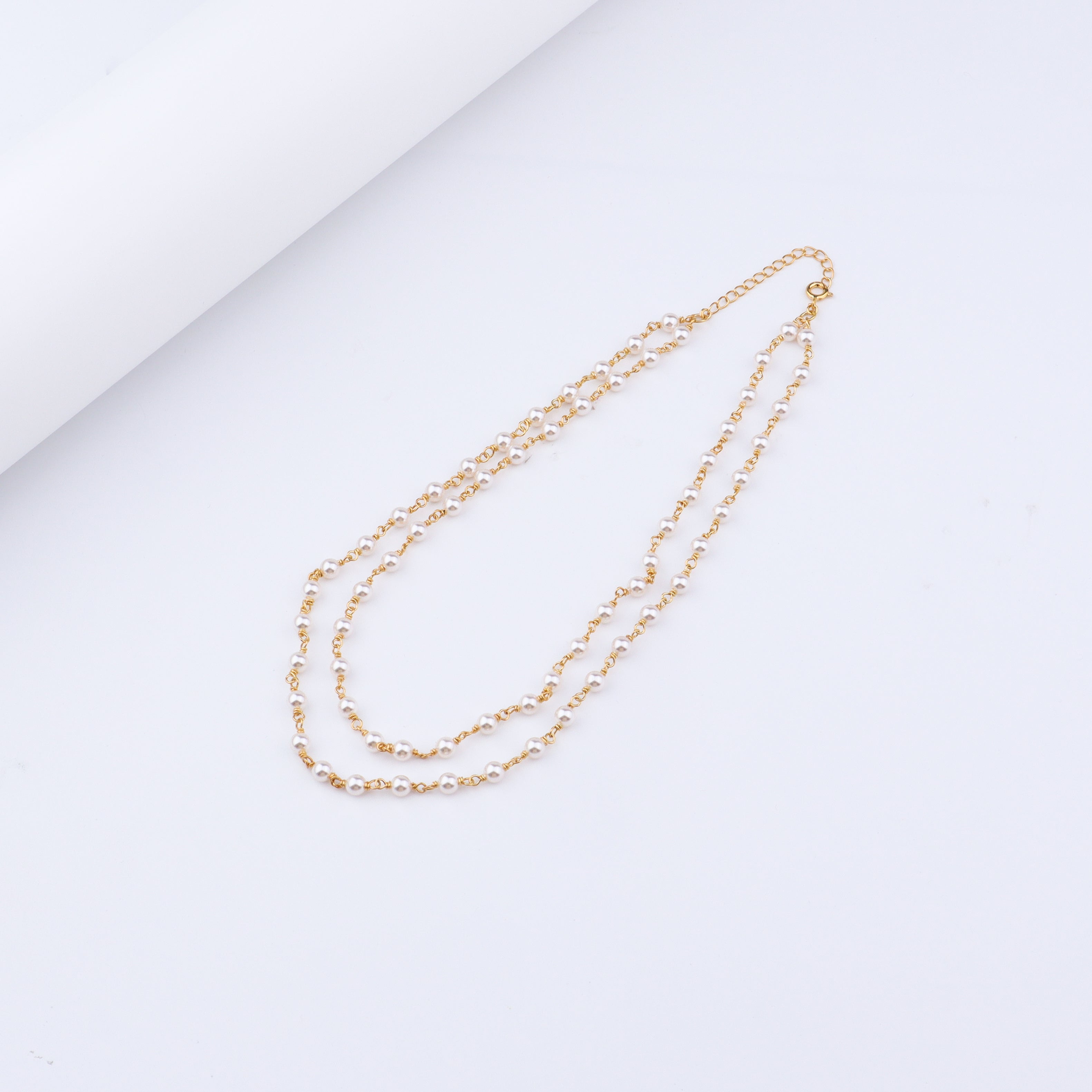 Double Layered Pearl Ganthan Necklace | 92.5 Silver | 22K Gold plated