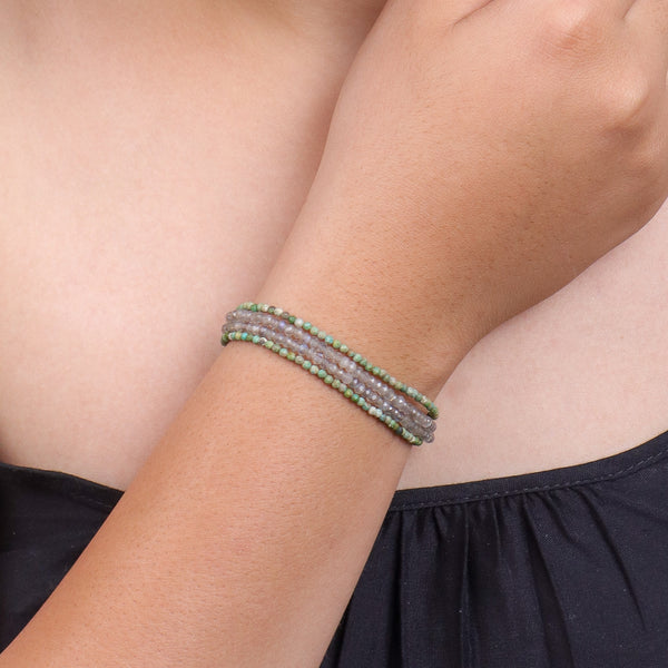 Labradorite & Micro Firoza Silver Bracelet (Project Handmade)