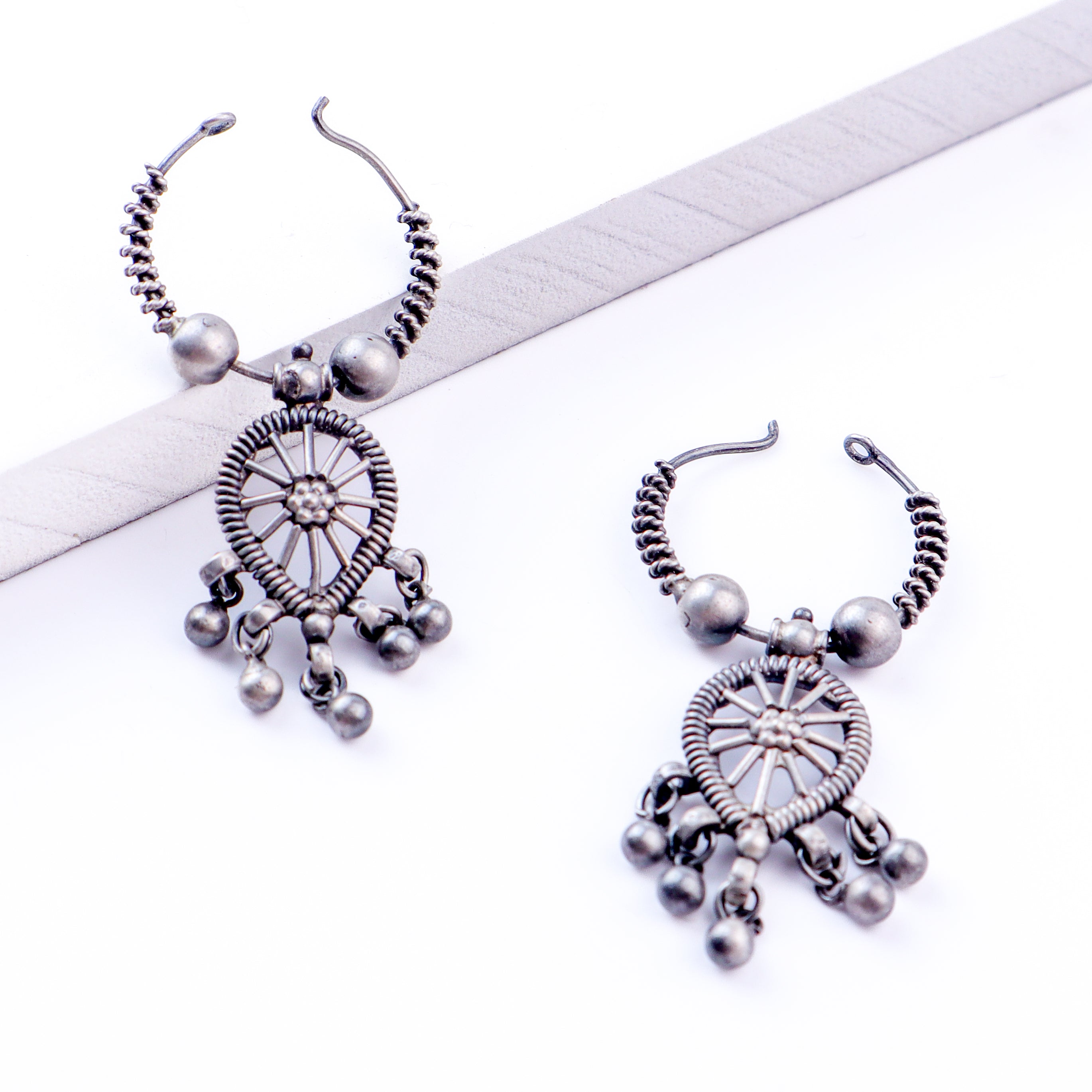 wear oxidized tribal earrings for ethnic styling