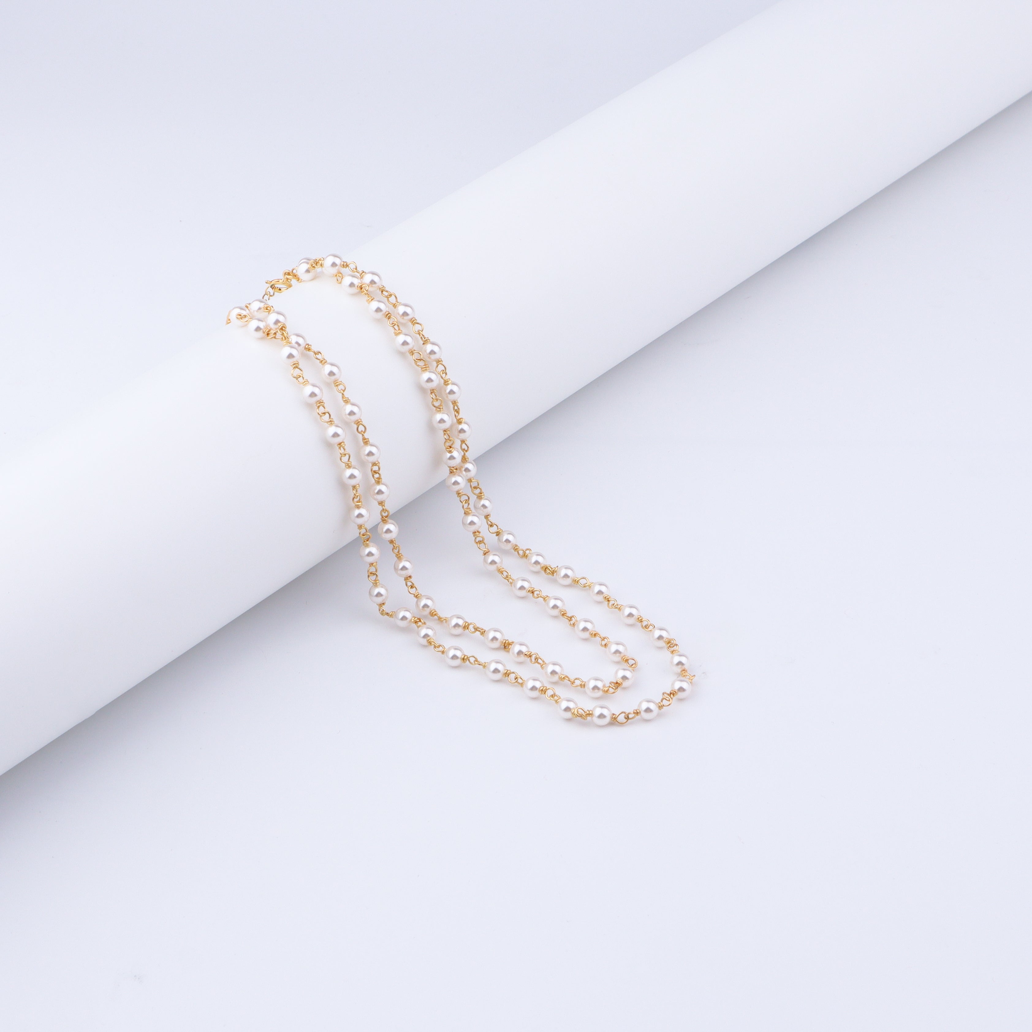 Double Layered Pearl Ganthan Necklace | 92.5 Silver | 22K Gold plated