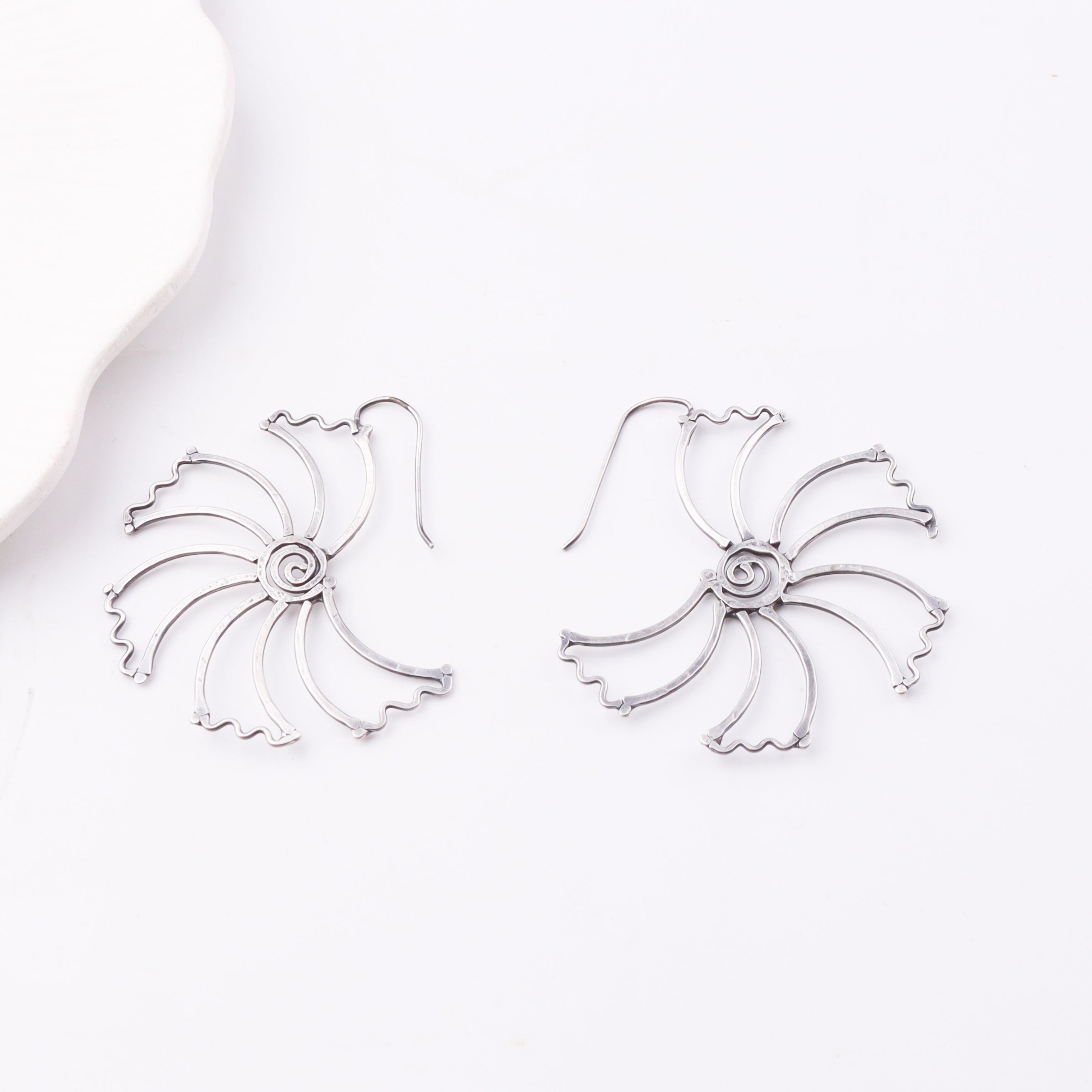 Gulmohar Hammered Earring: Hook Style