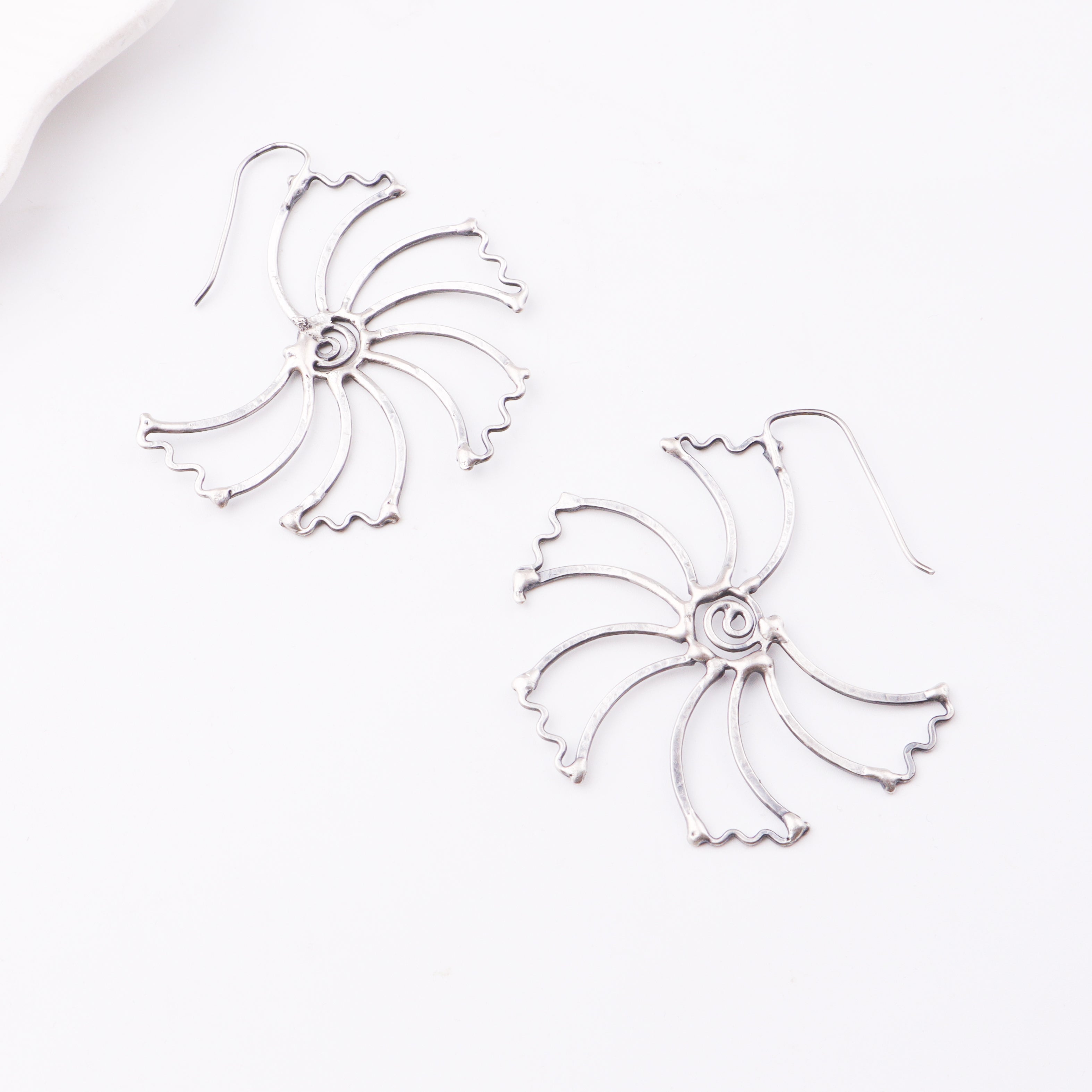 Gulmohar Hammered Earring: Hook Style
