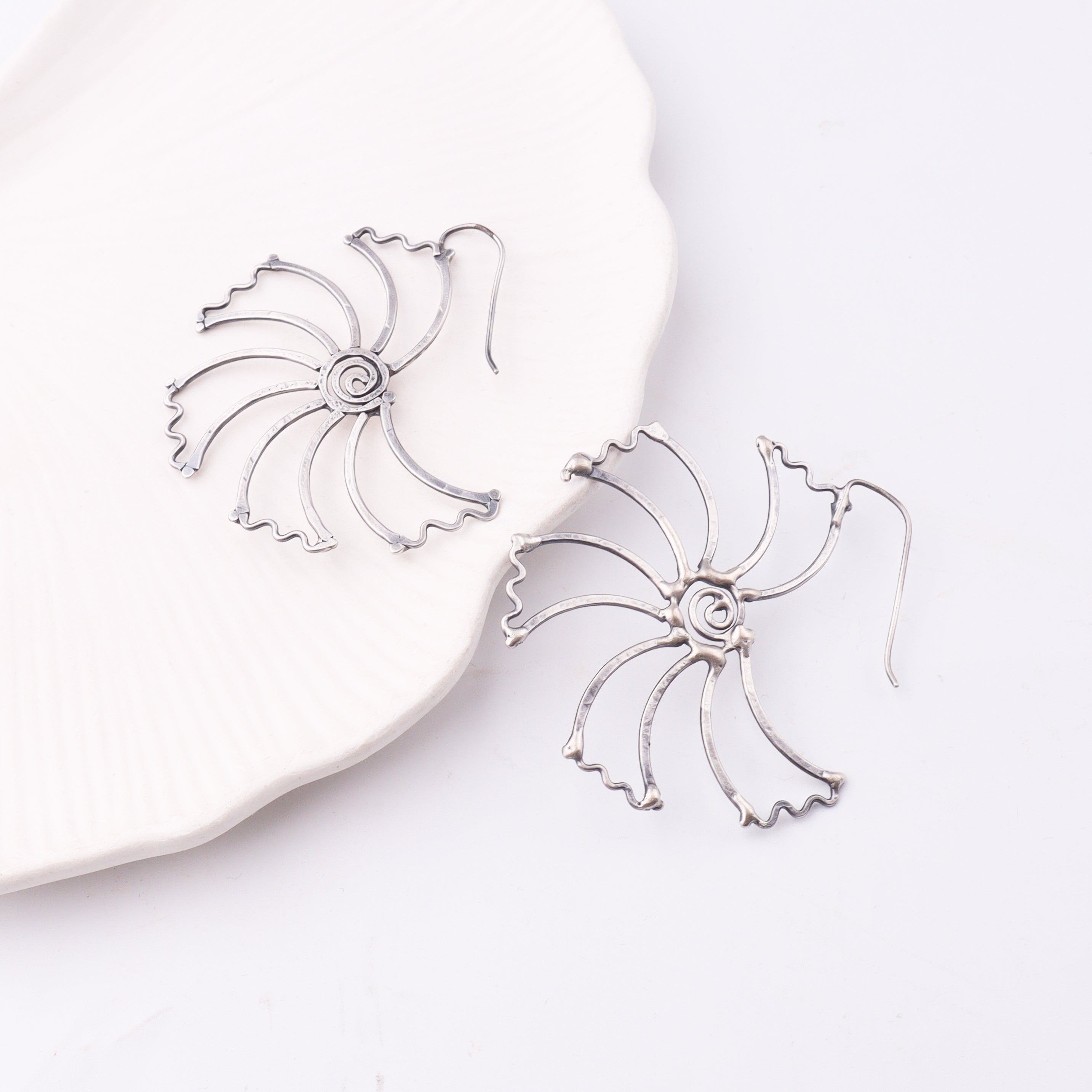 Gulmohar Hammered Earring: Hook Style