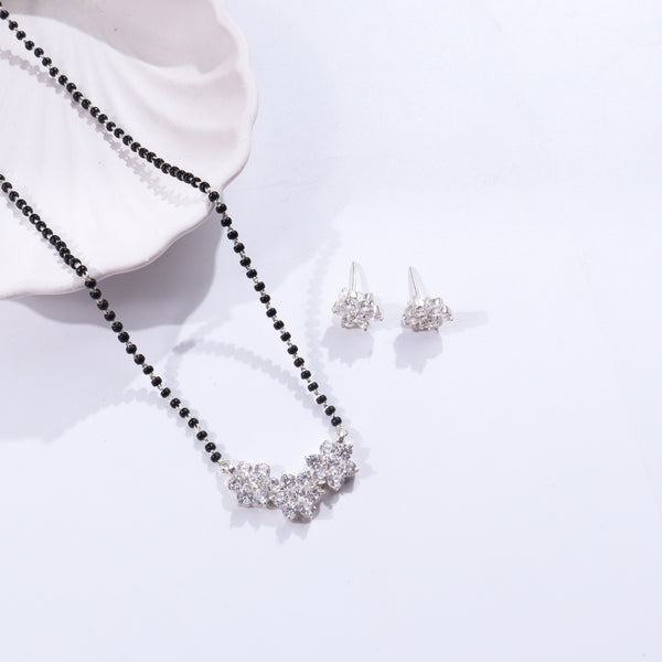 Silver and crystal flower necklace