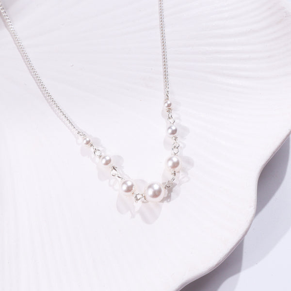 Handcrafted Pearl Silver Chain from House of Aadyaa