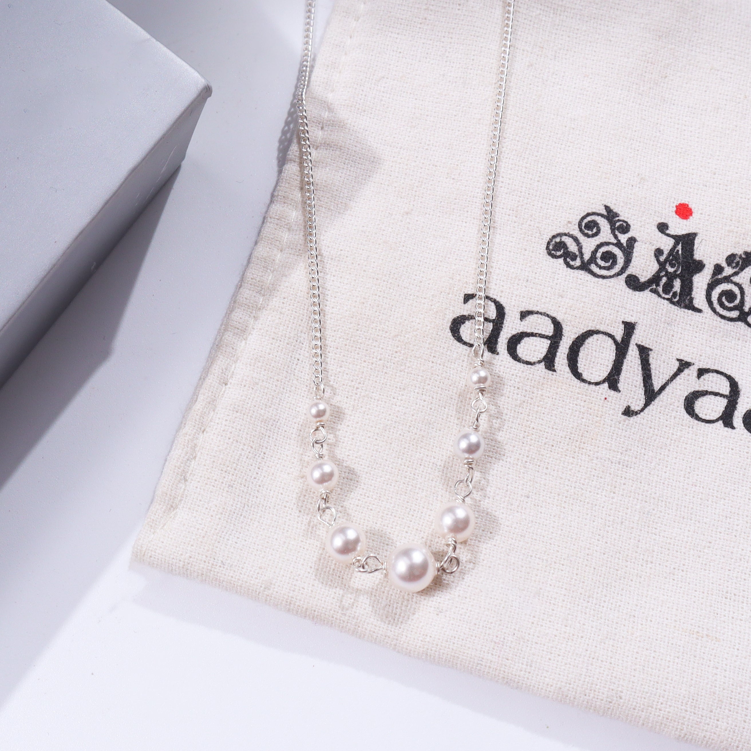 Mixed-Size Pearl Chain | 92.5 Sterling Silver | House of Aadyaa