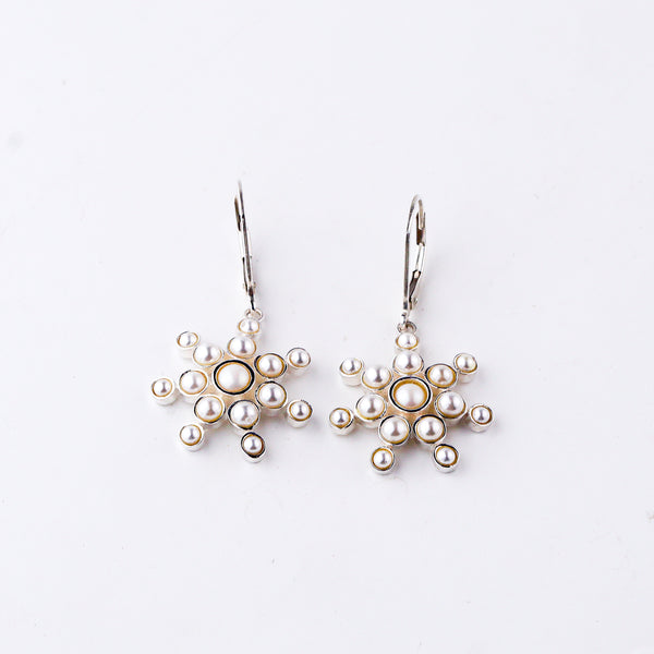 Pearls Studded Snowflake Silver Earring | 92.5 Silver