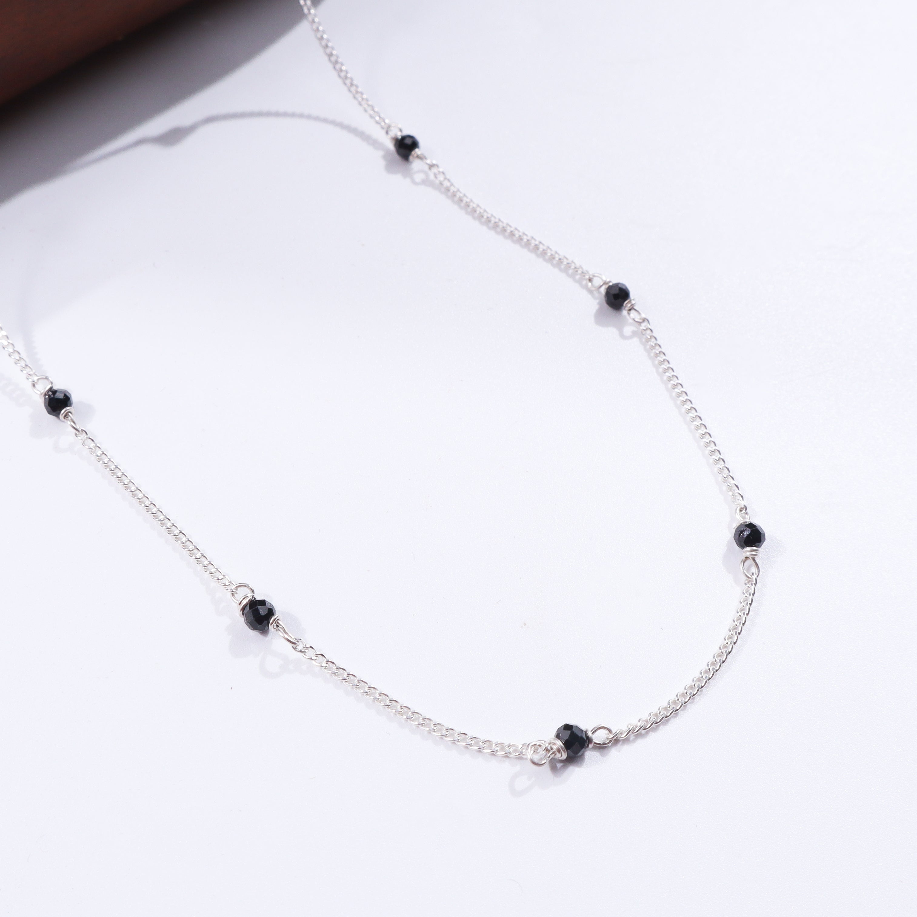 Short Black Spinel Chain | 92.5 Sterling Silver | House of Aadyaa