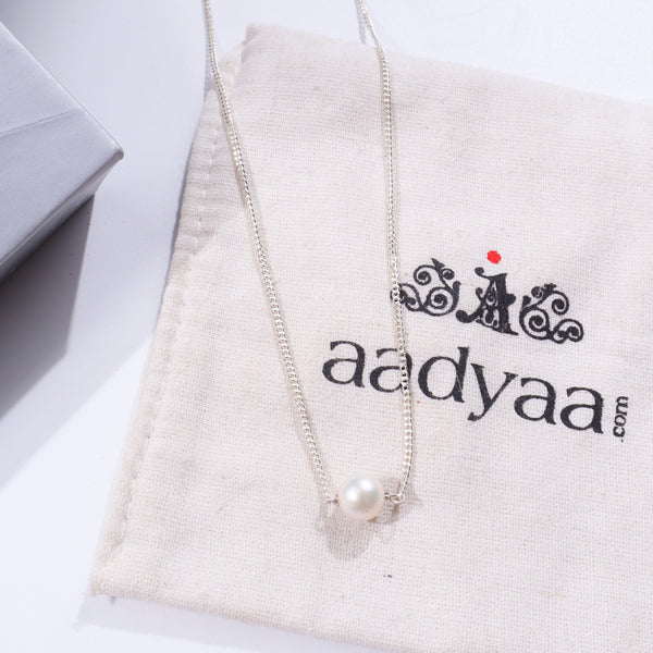 Elegant pearl necklace with sterling silver chain