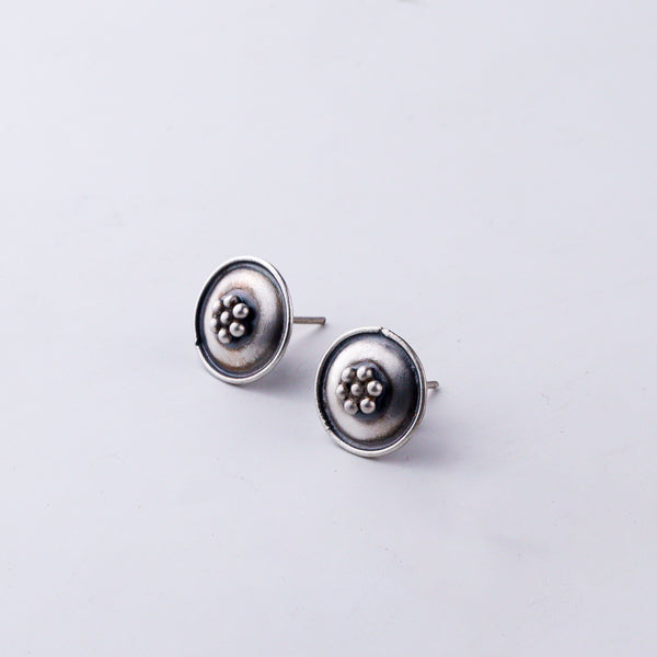 Handcrafted kudi circle silver earrings polished finish