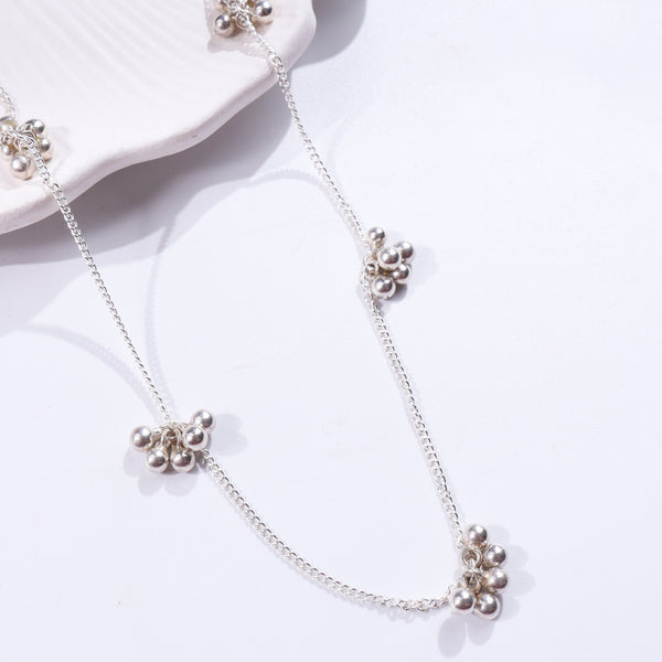 Silver small ghungroo bunch - Chain | shiny finish