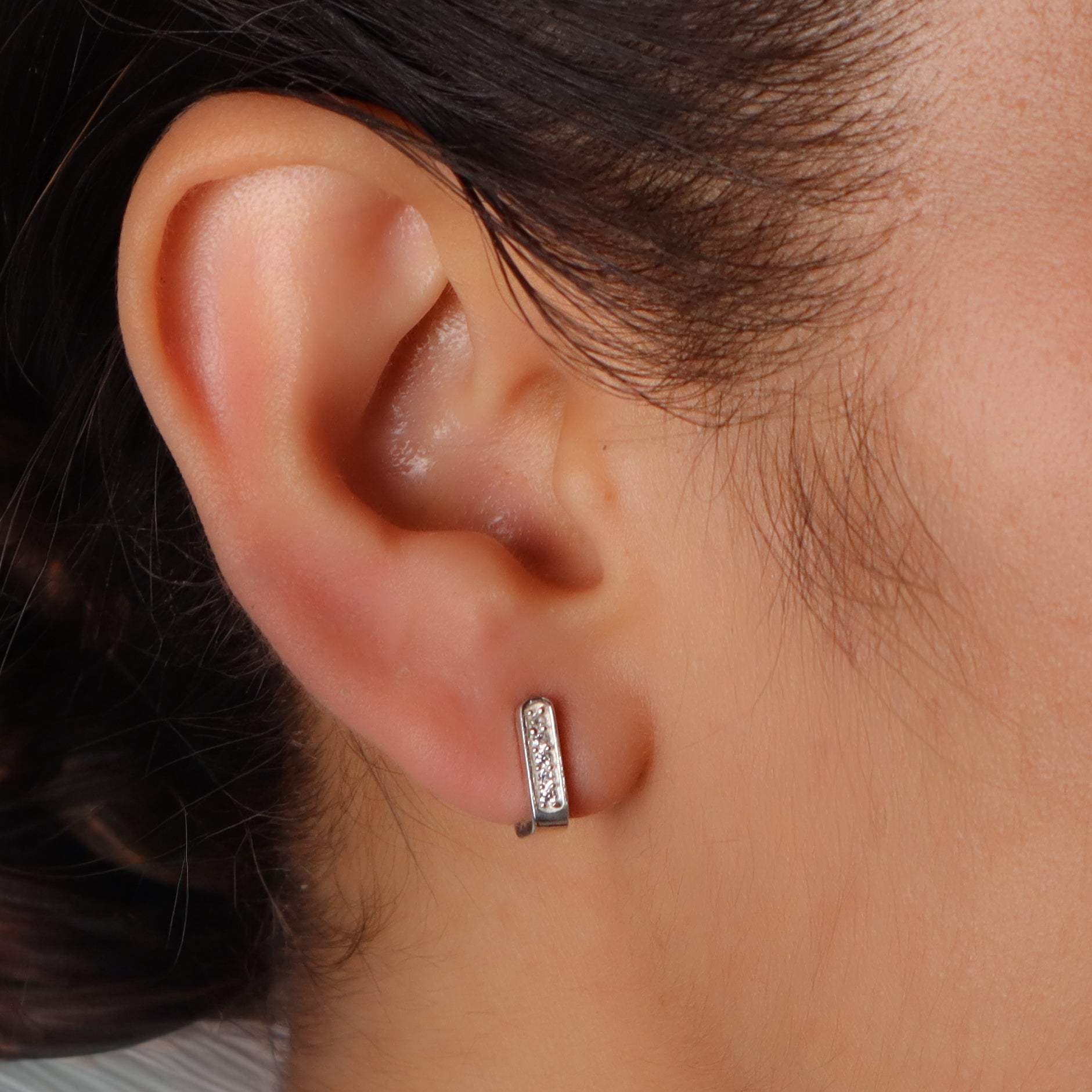 CZ U shape hoops small