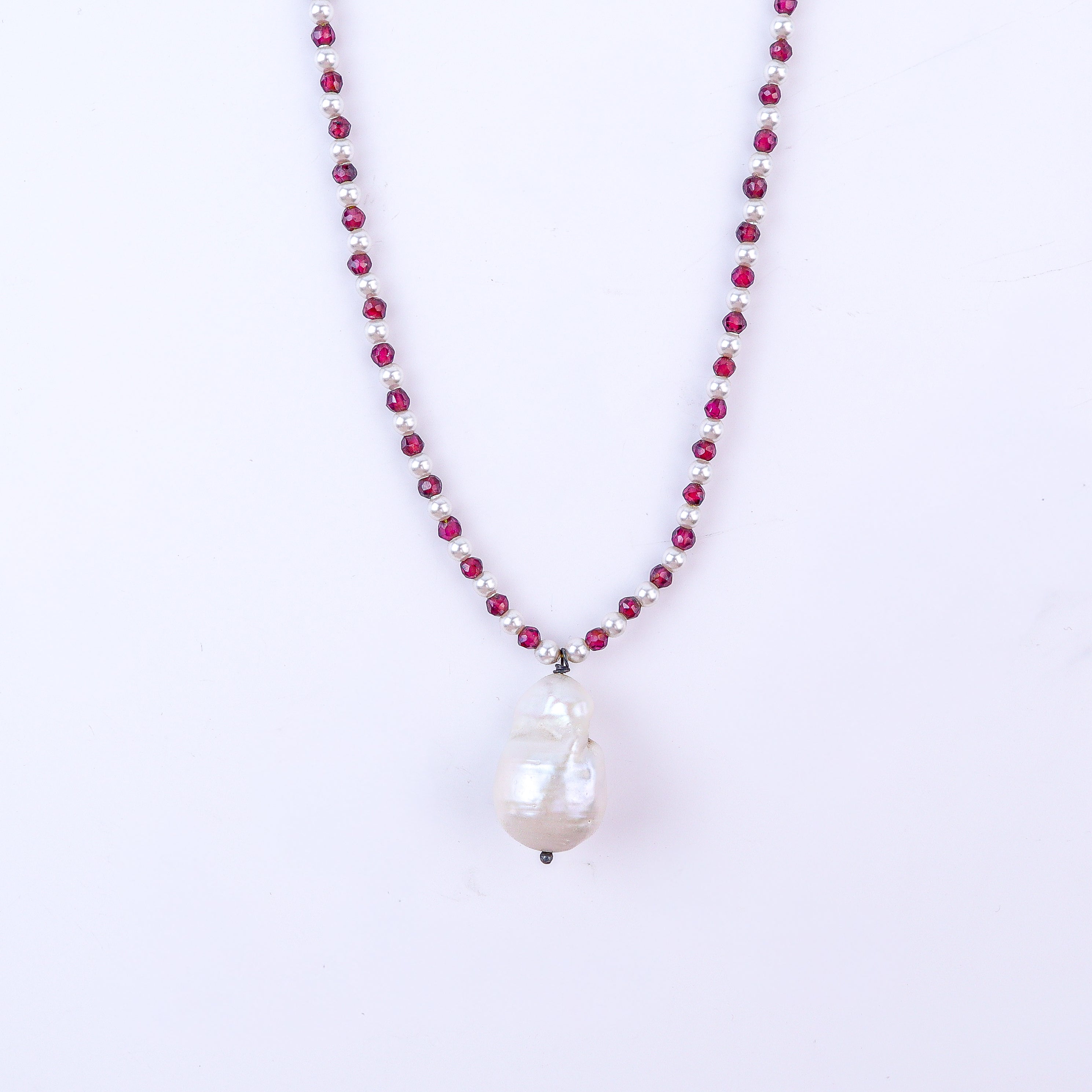 Garnet & Pearl Necklace