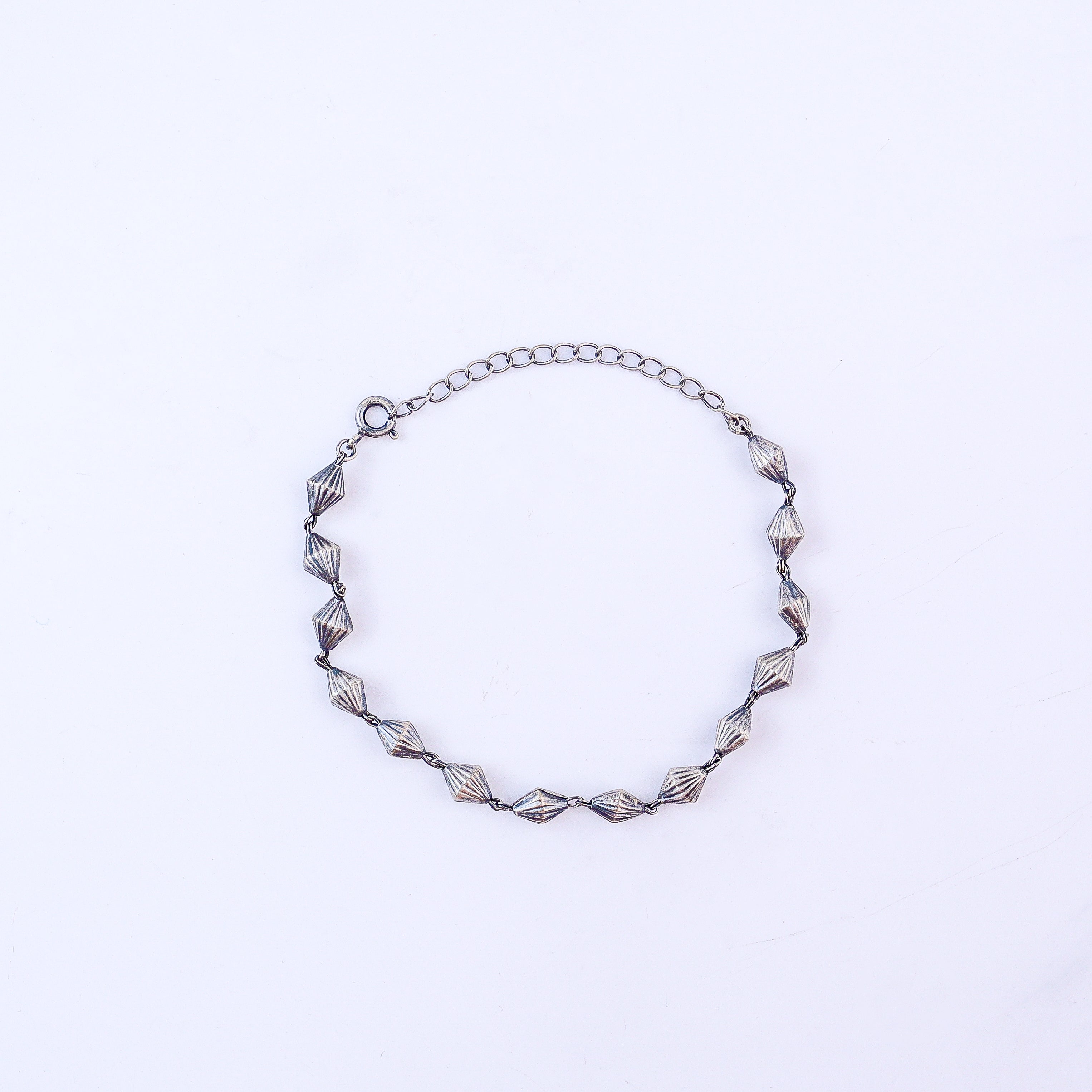 Oxidized Silver Beads Bracelet