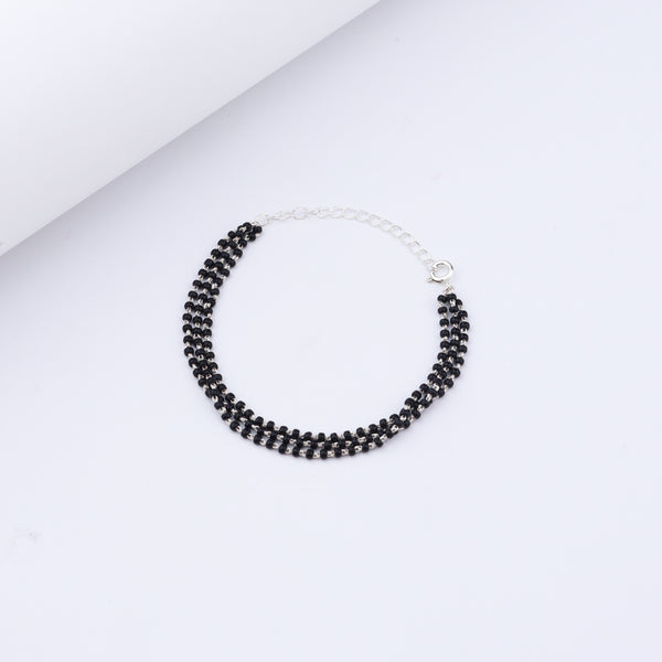 Black beaded layered bracelet