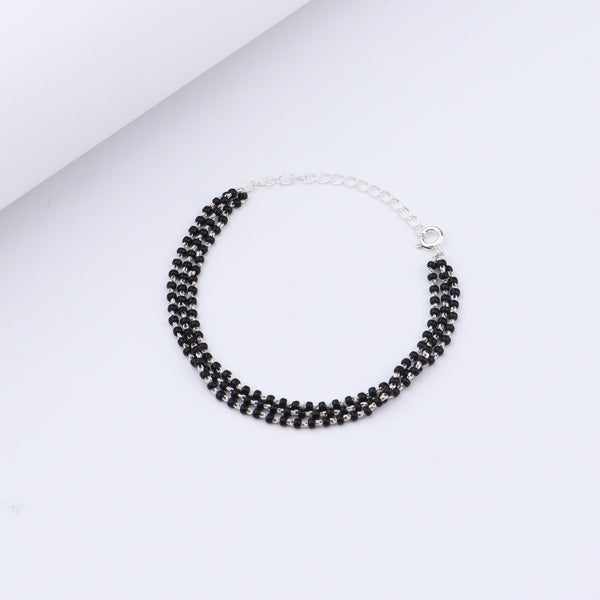Black beaded layered bracelet