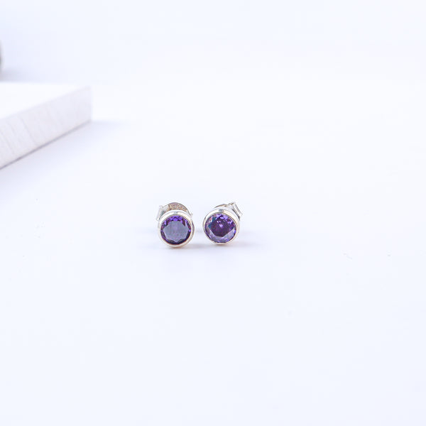Purple CZ Stone Studs
