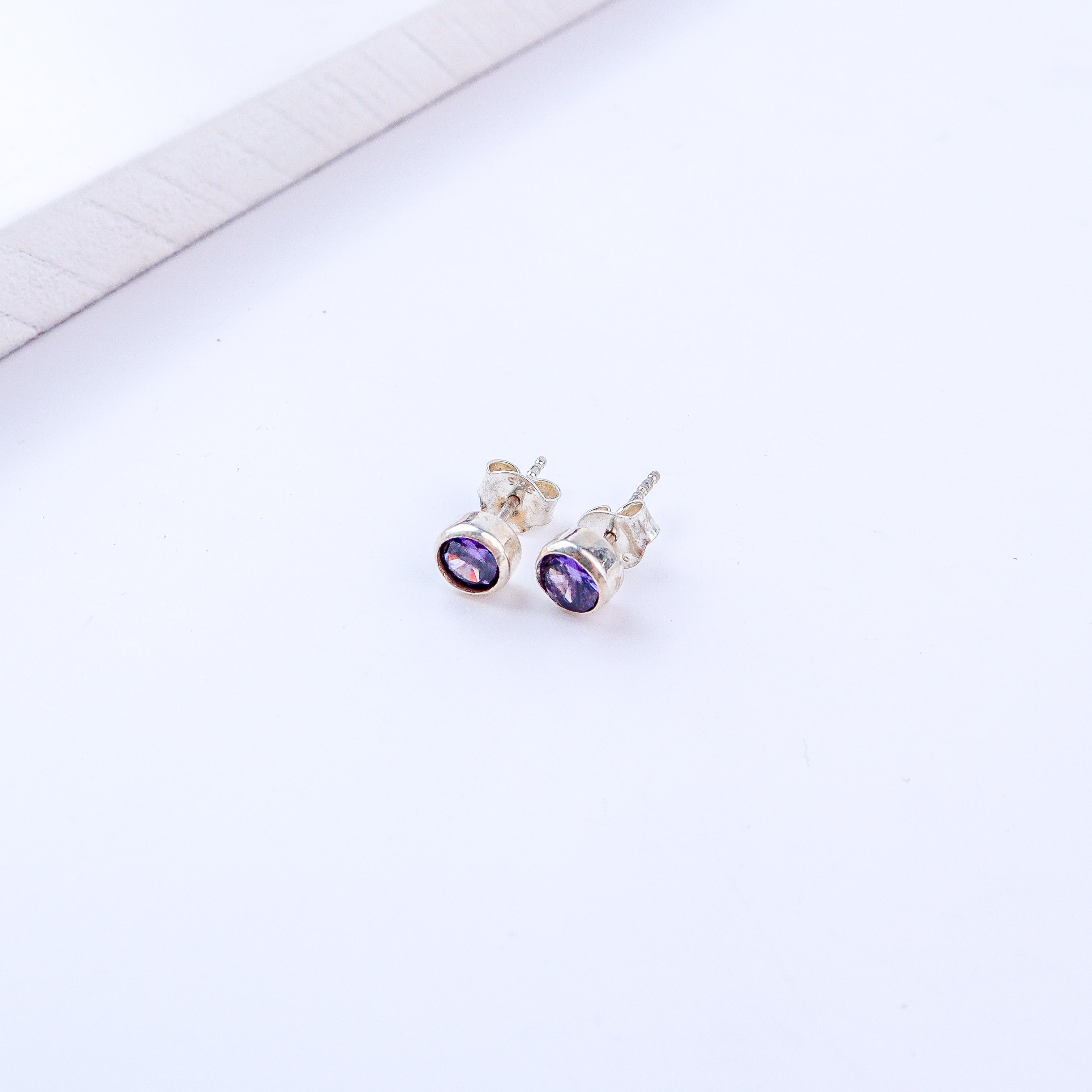 Purple CZ Stone Studs