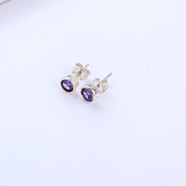 Purple CZ Stone Studs