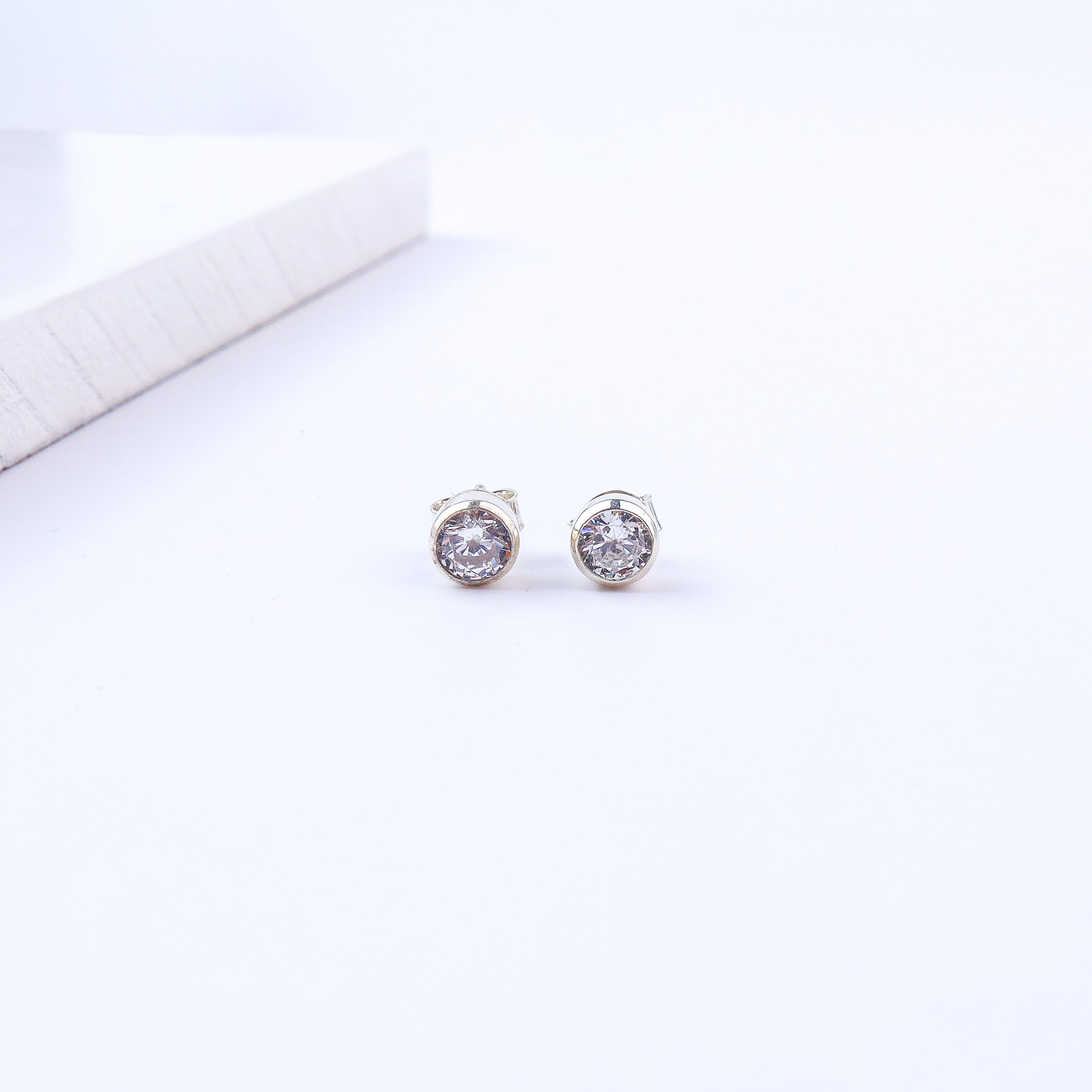 White CZ Stone Studs