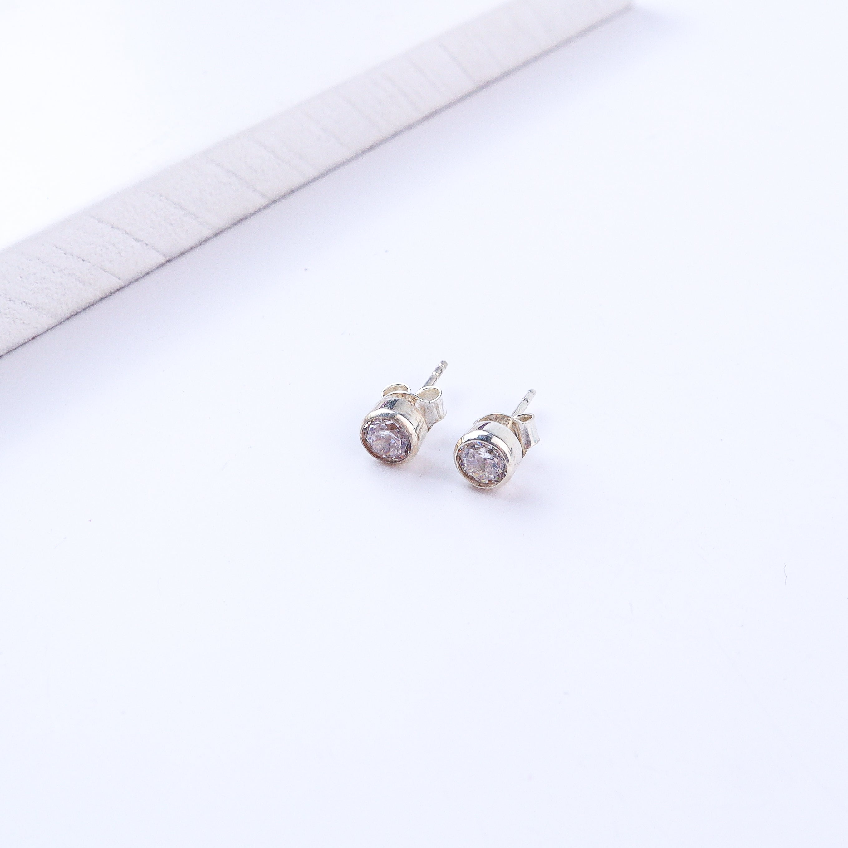 White CZ Stone Studs