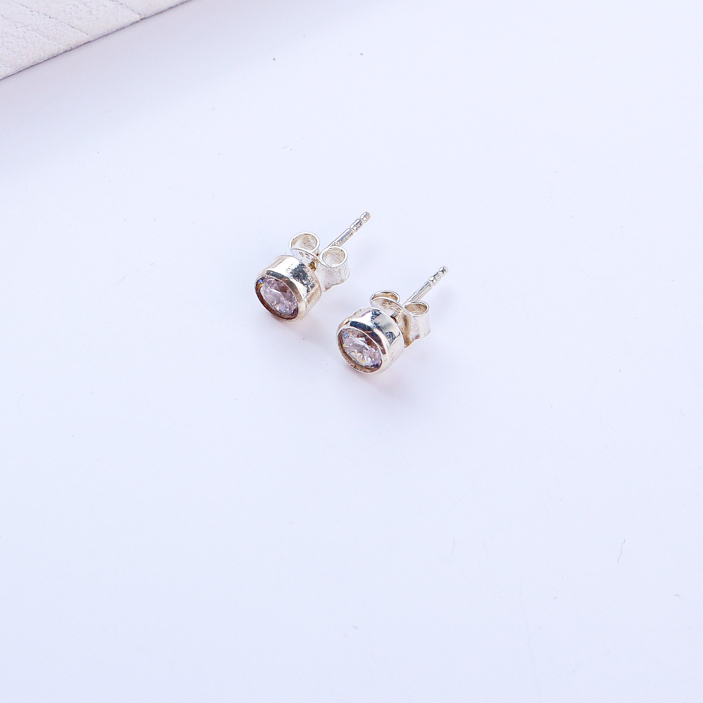 White CZ Stone Studs