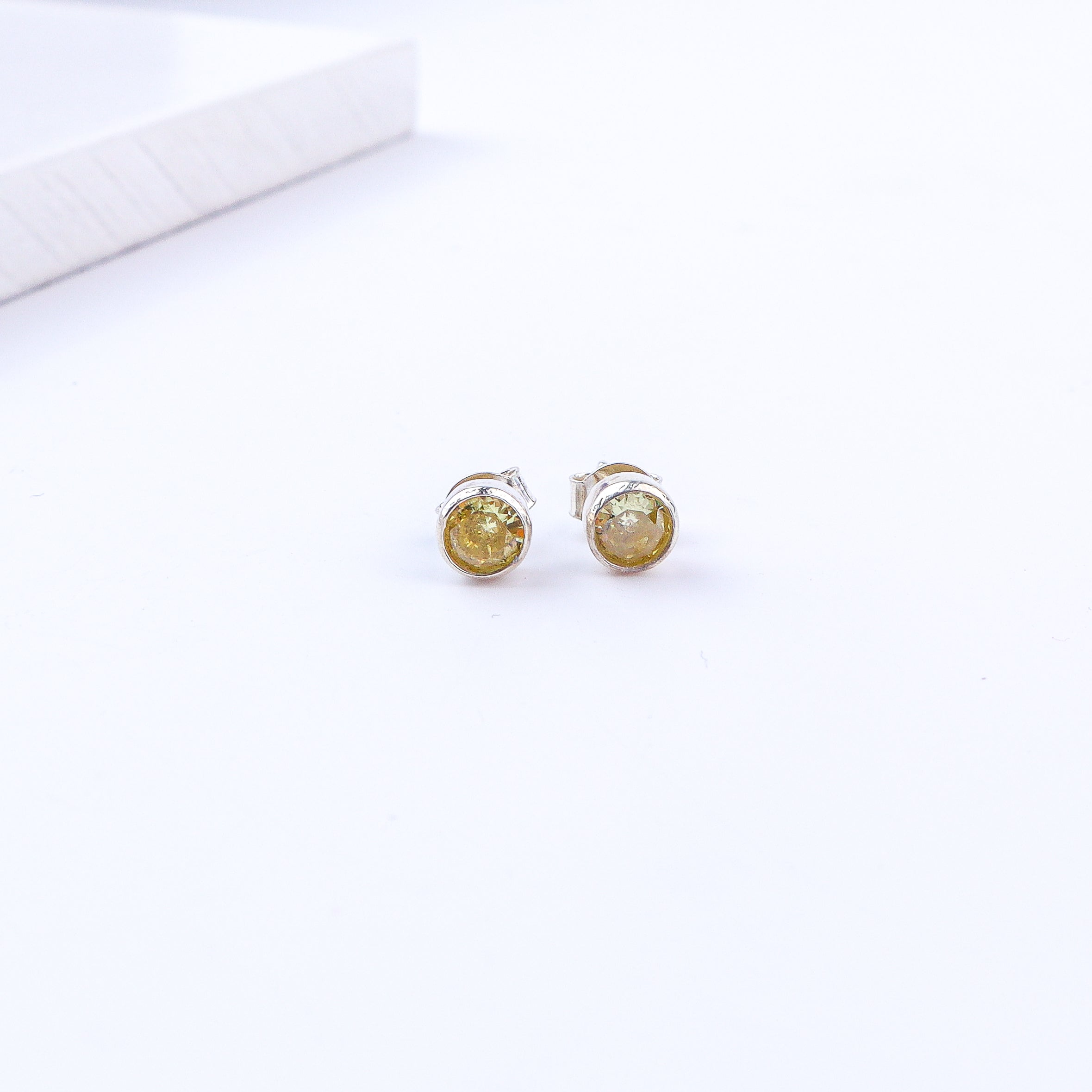 Pale Yellow CZ Stone Studs