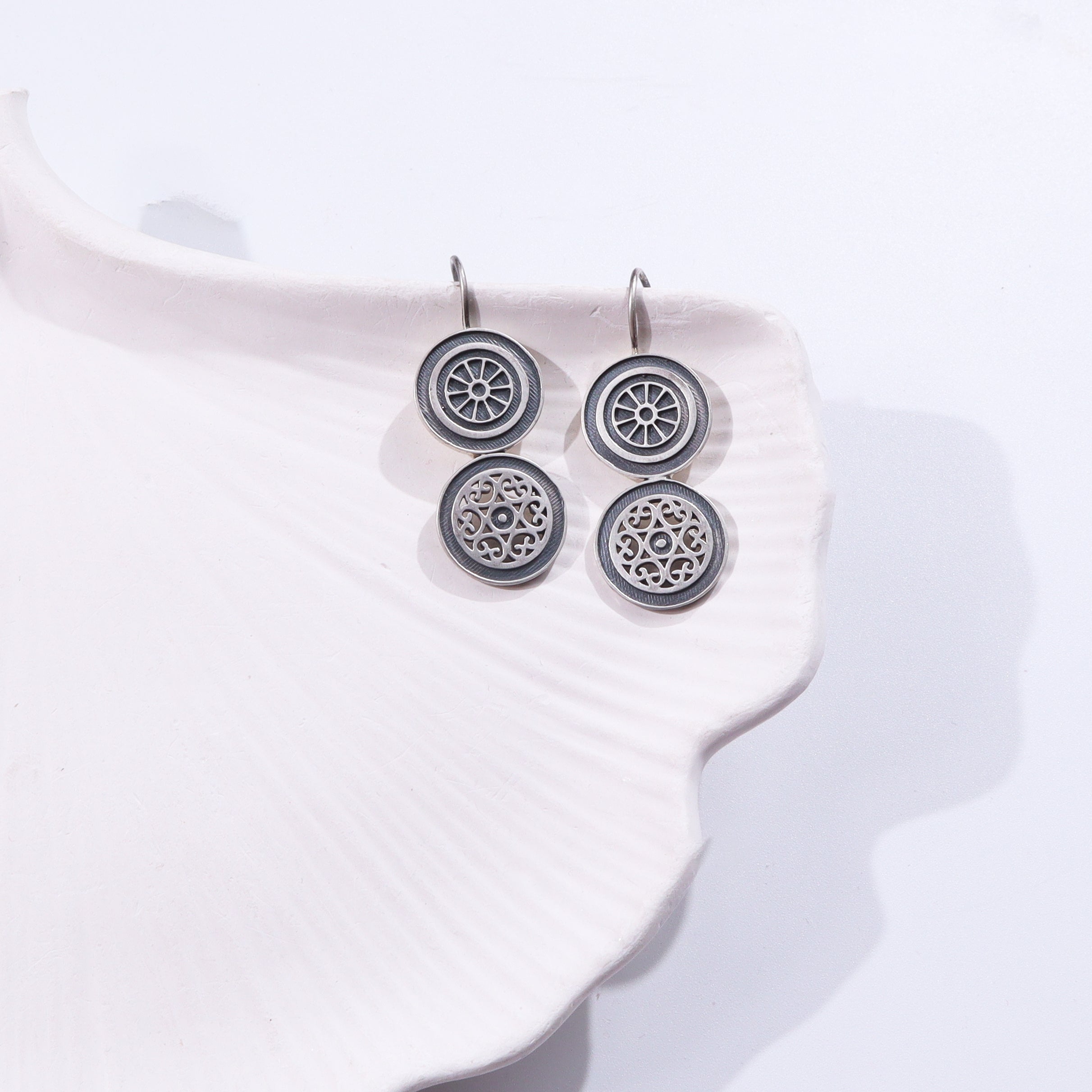 Silver floral earrings
