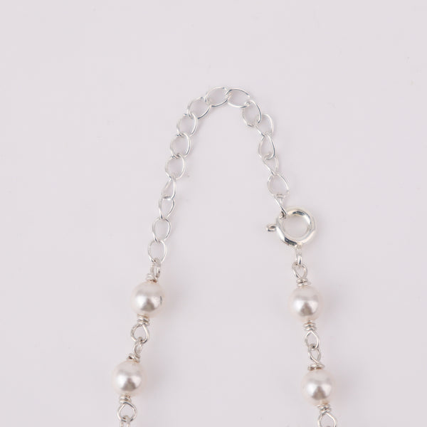 Silver Pearl Ganthan Necklace with Black Spinel