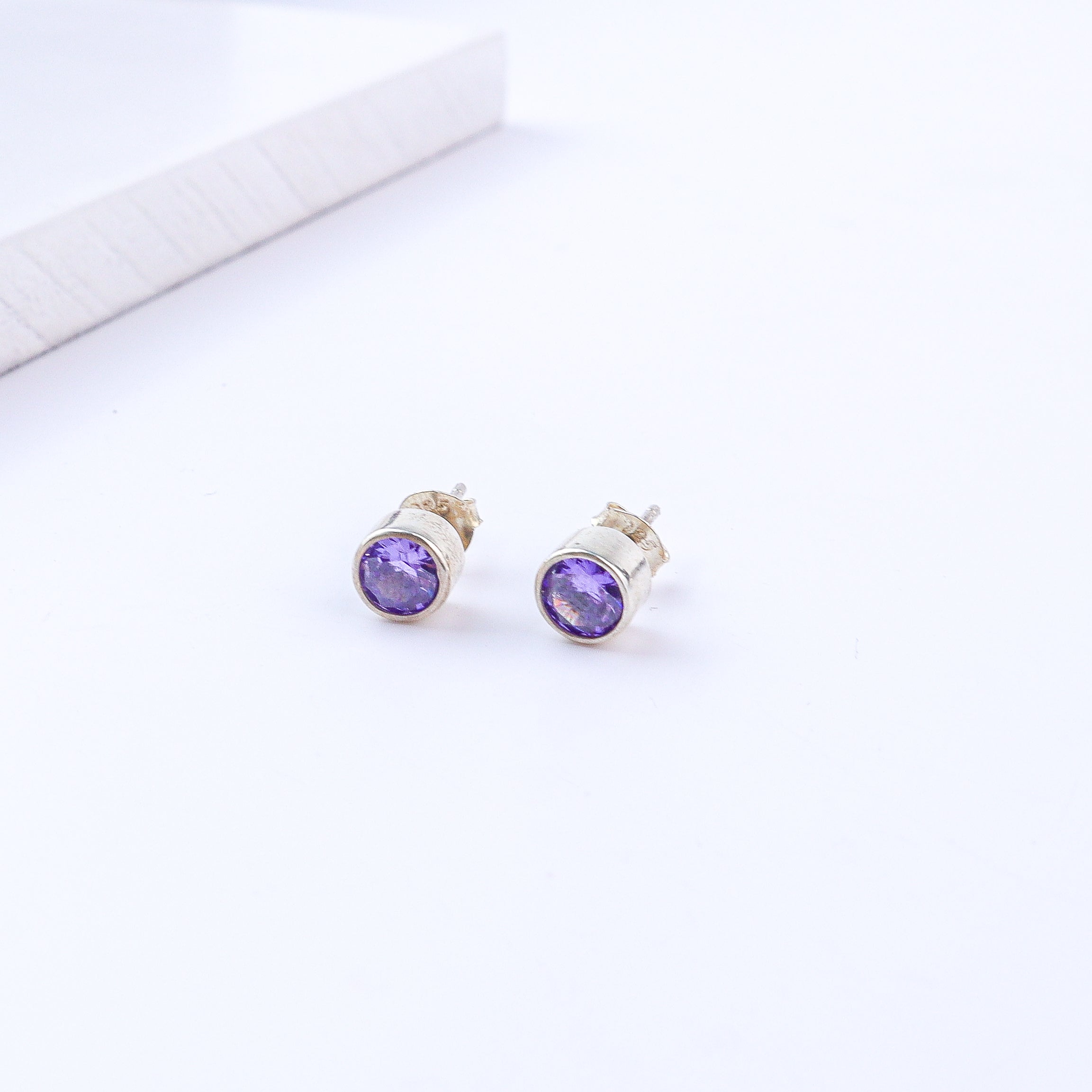 Lavender CZ Stone Studs