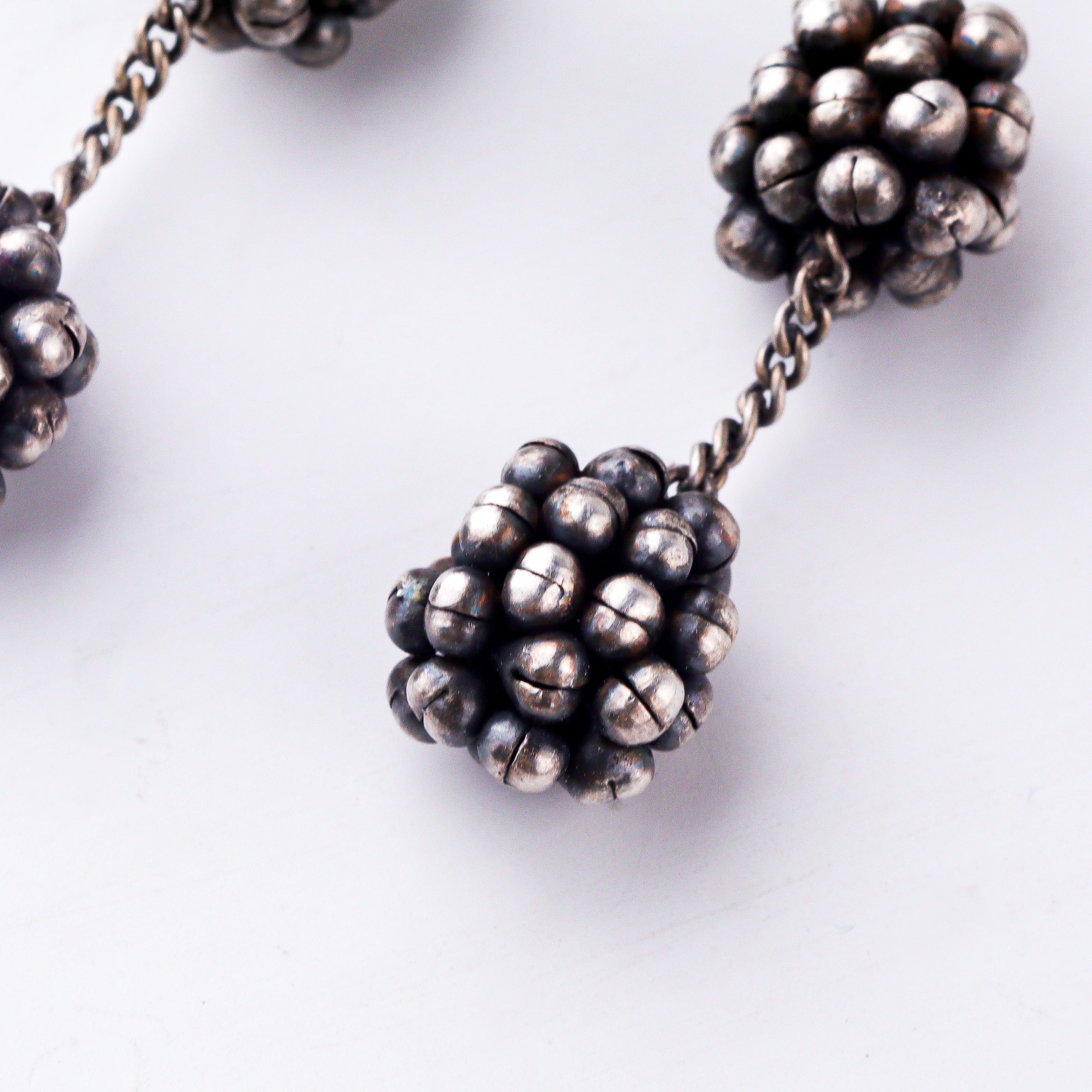 Double ghungroo cluster silver earrings traditional design